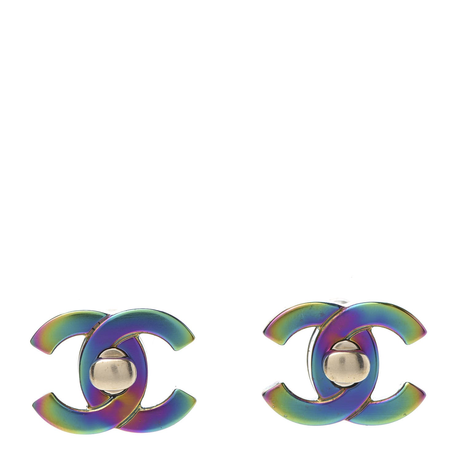 Chanel CC Earrings Gold Rainbow 5 of 9