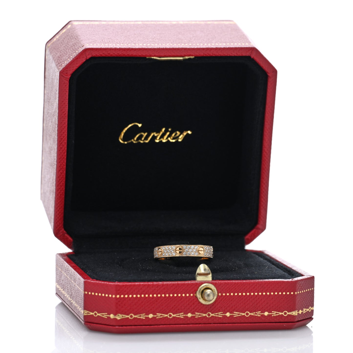 18K Yellow Gold Diamond 4mm LOVE Wedding Paved Band Ring 52 6