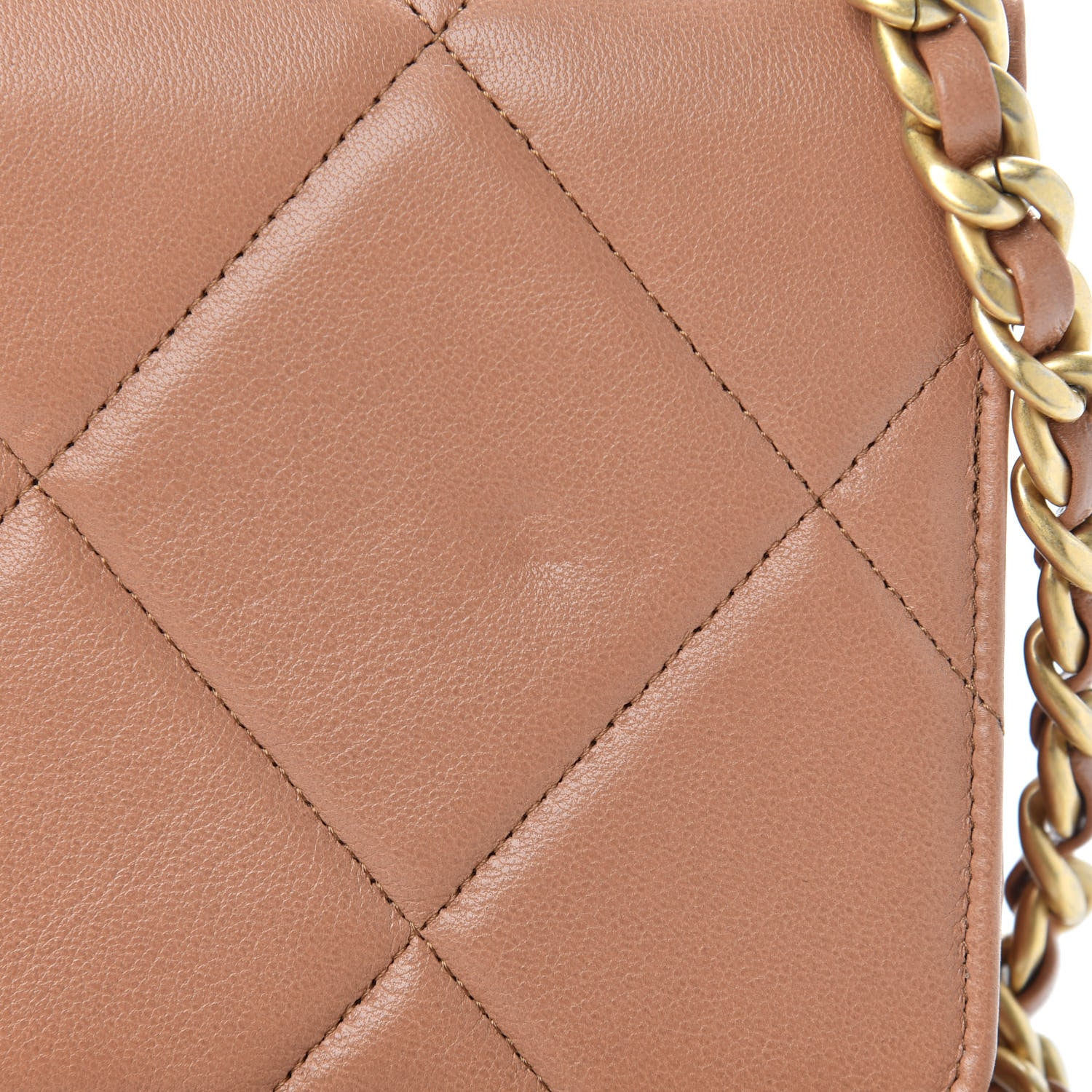 Chanel Lambskin Quilted Chanel 19 Wallet On Chain WOC Brown 13 of 14