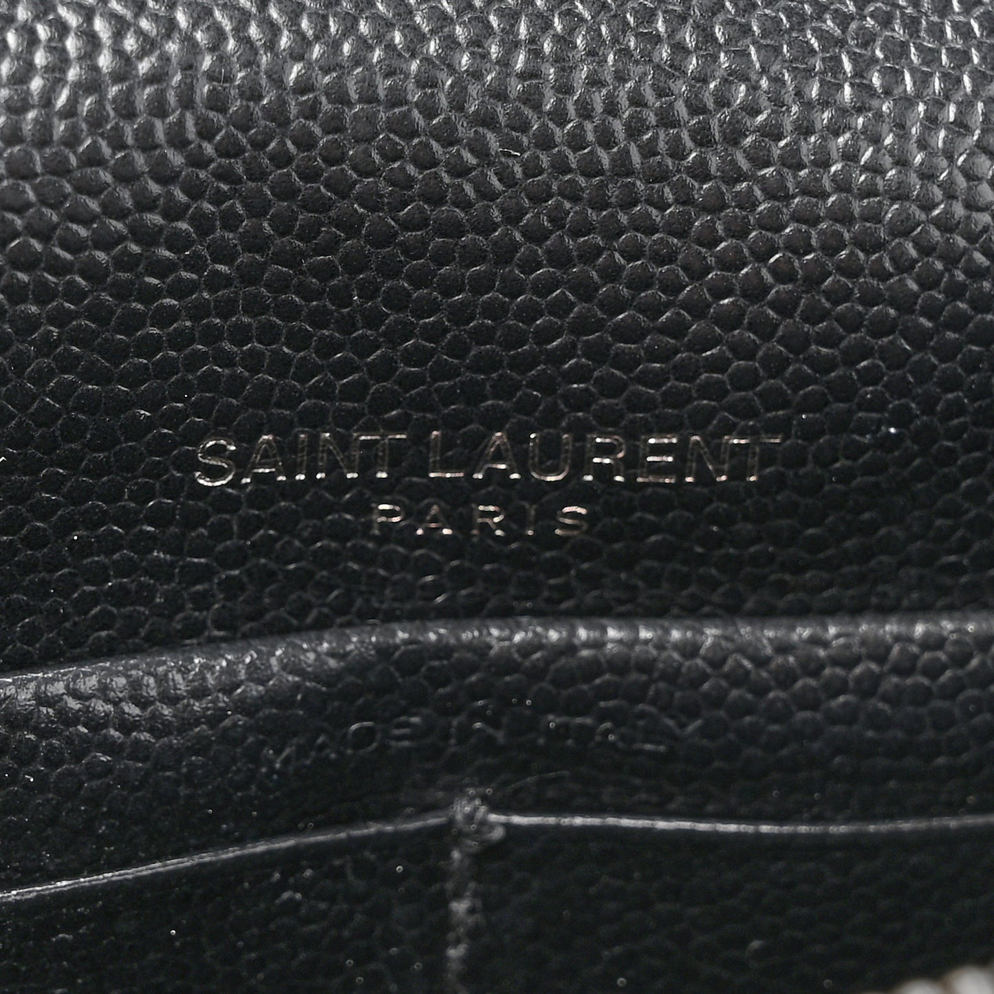 Grain De Poudre Matelasse Chevron Monogram Monochrome Envelope Chain Wallet Black