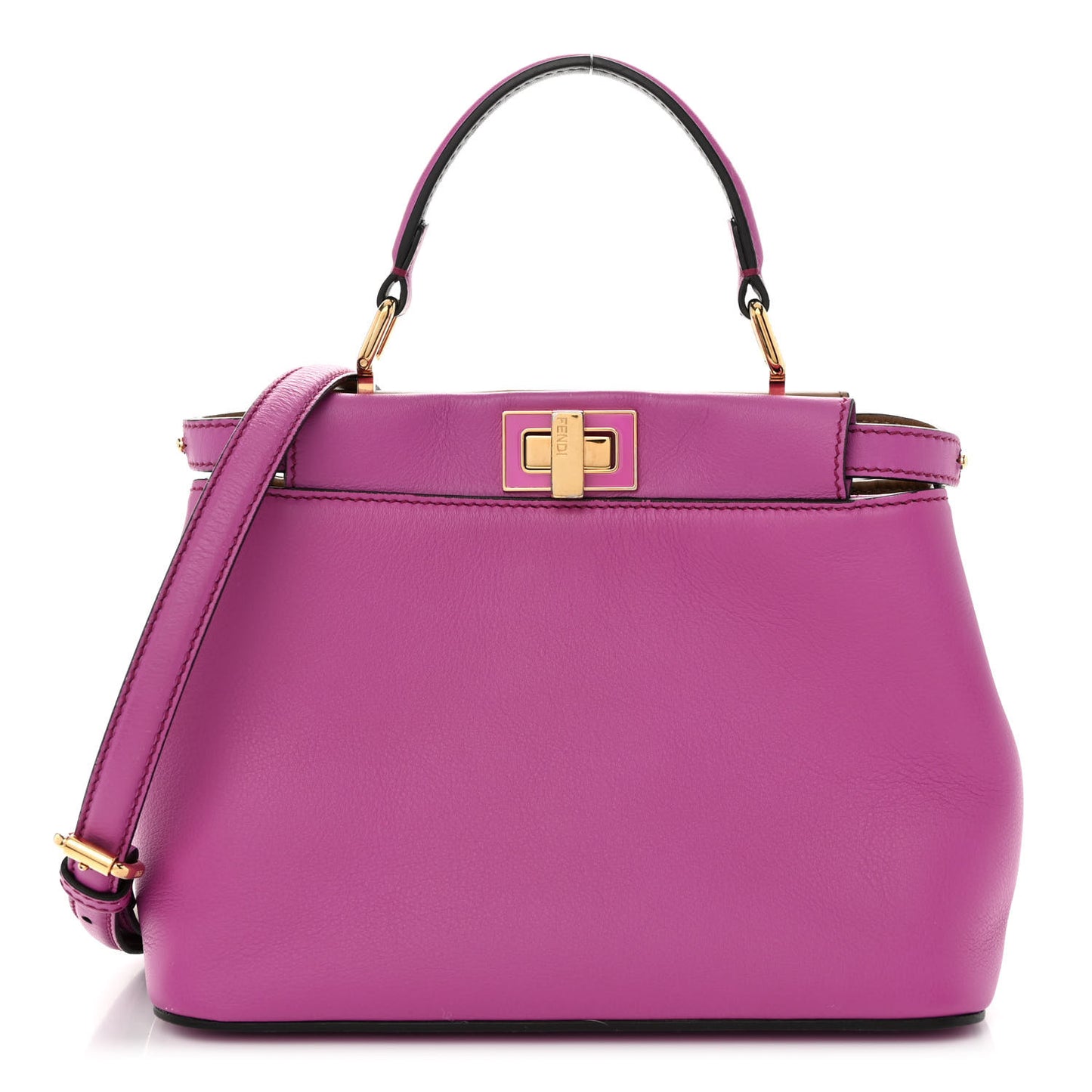 Vitello Seta Nappa Plexiglass Bi-Color Mini Peekaboo Iconic Satchel Bouganville Sand