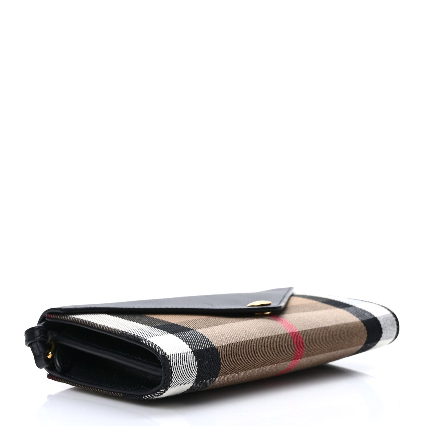 Calfskin House Check Hannah Wallet with Detachable Strap Black