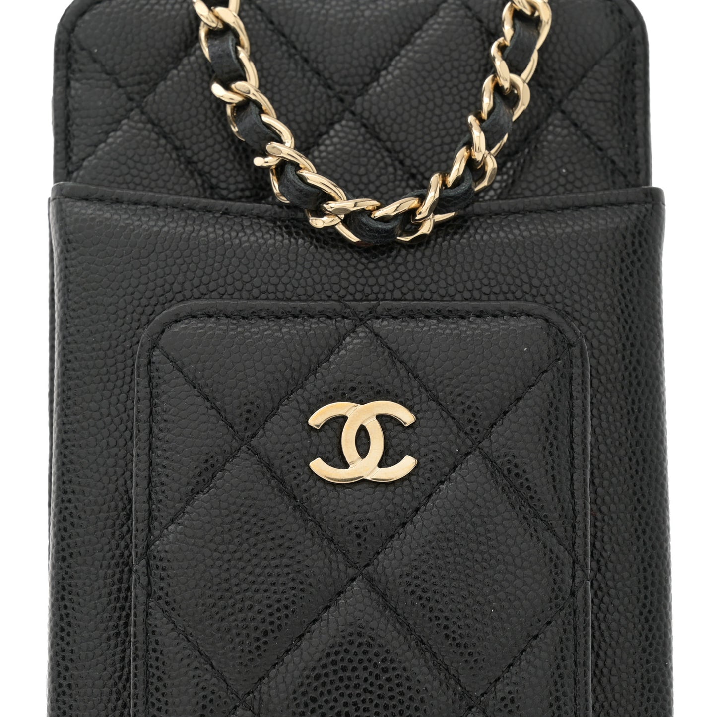 Caviar Quilted Zip Phone Case Black