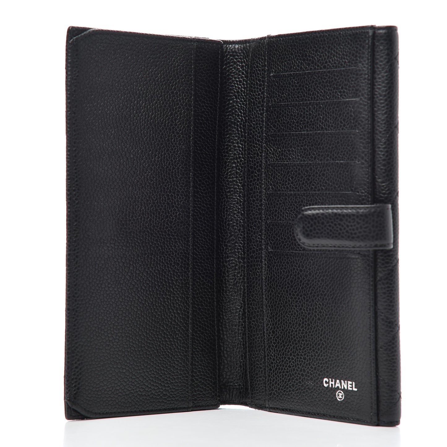 Caviar Quilted CC Long Double Wallet Black