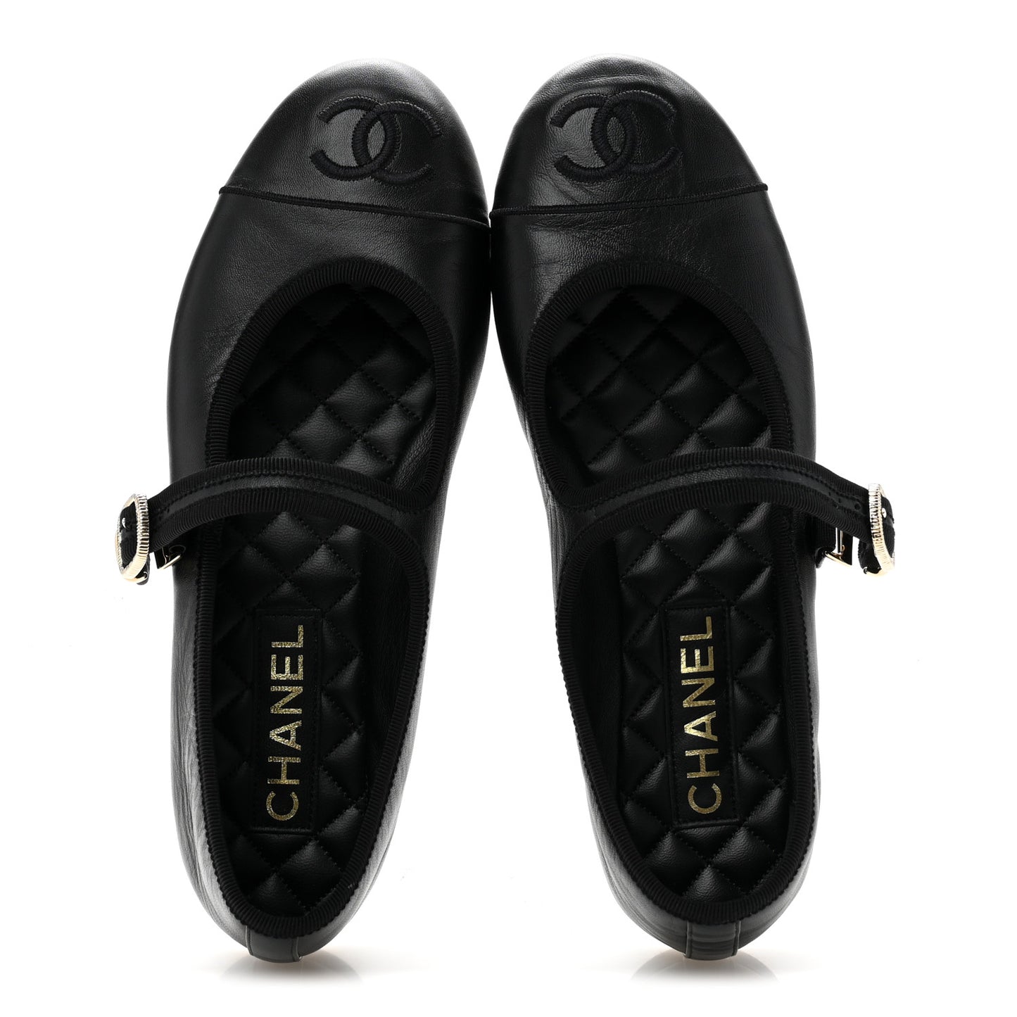 Lambskin Mary Jane Flats 39 Black