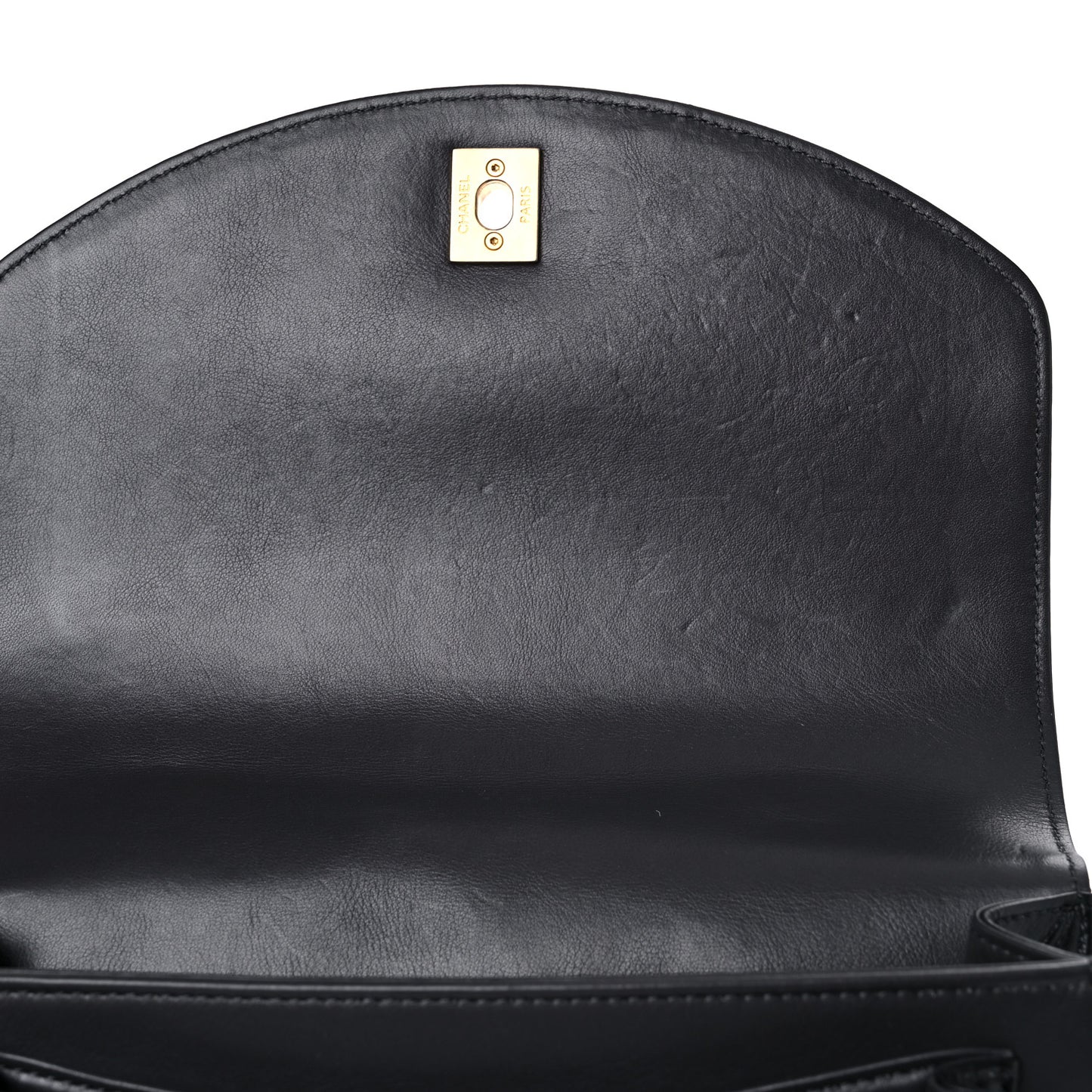 Calfskin Caviar Quilted Chain Handle Flap Black