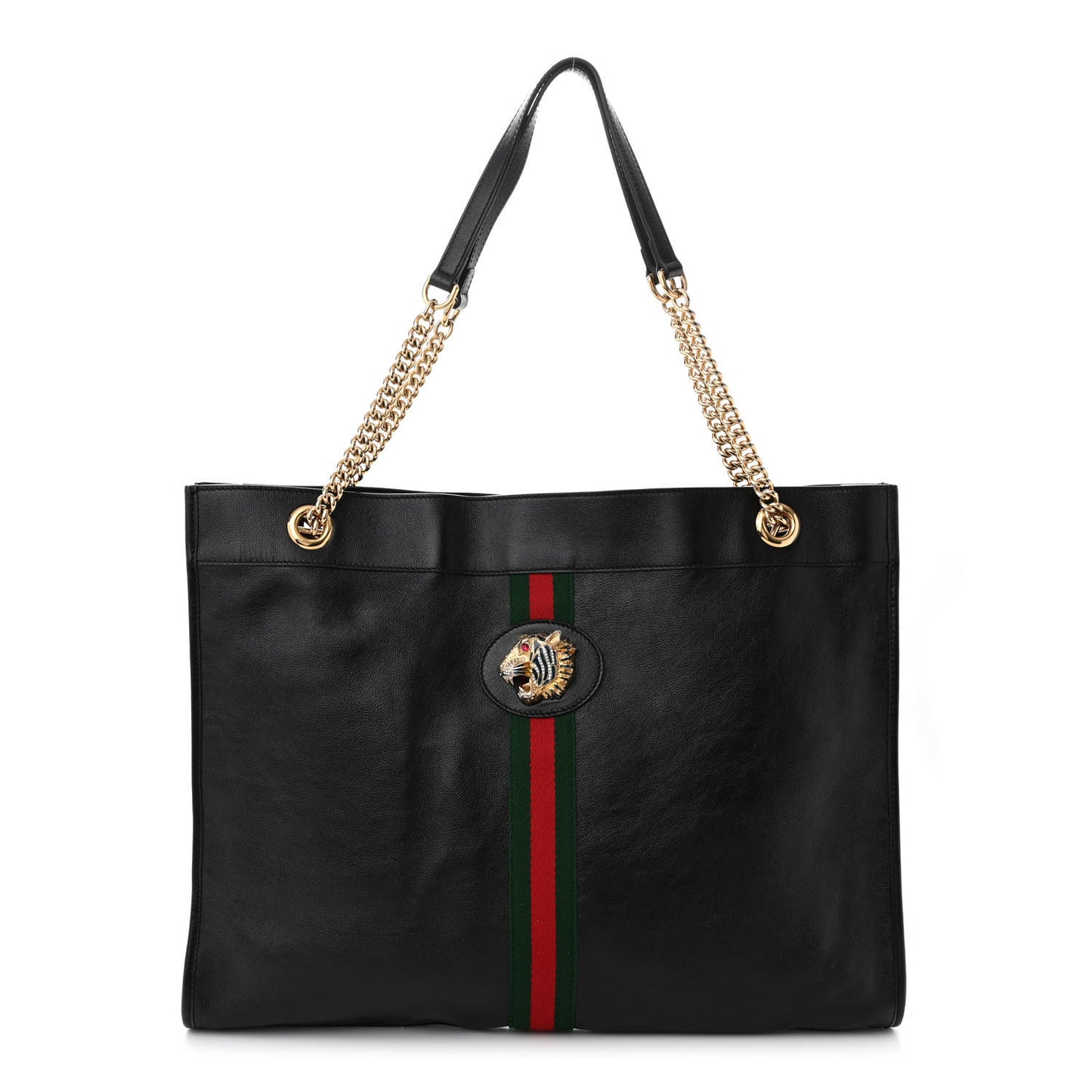 Calfskin Large Rajah Chain Tote Black