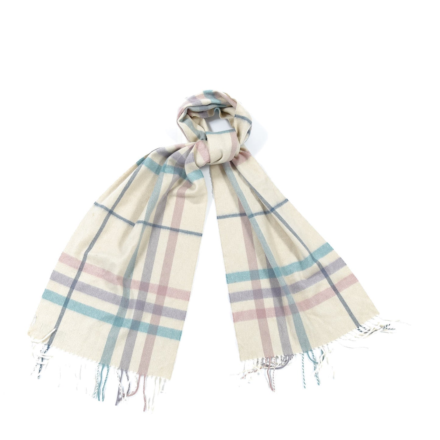 Cashmere Giant Check Fringe Scarf Multicolor