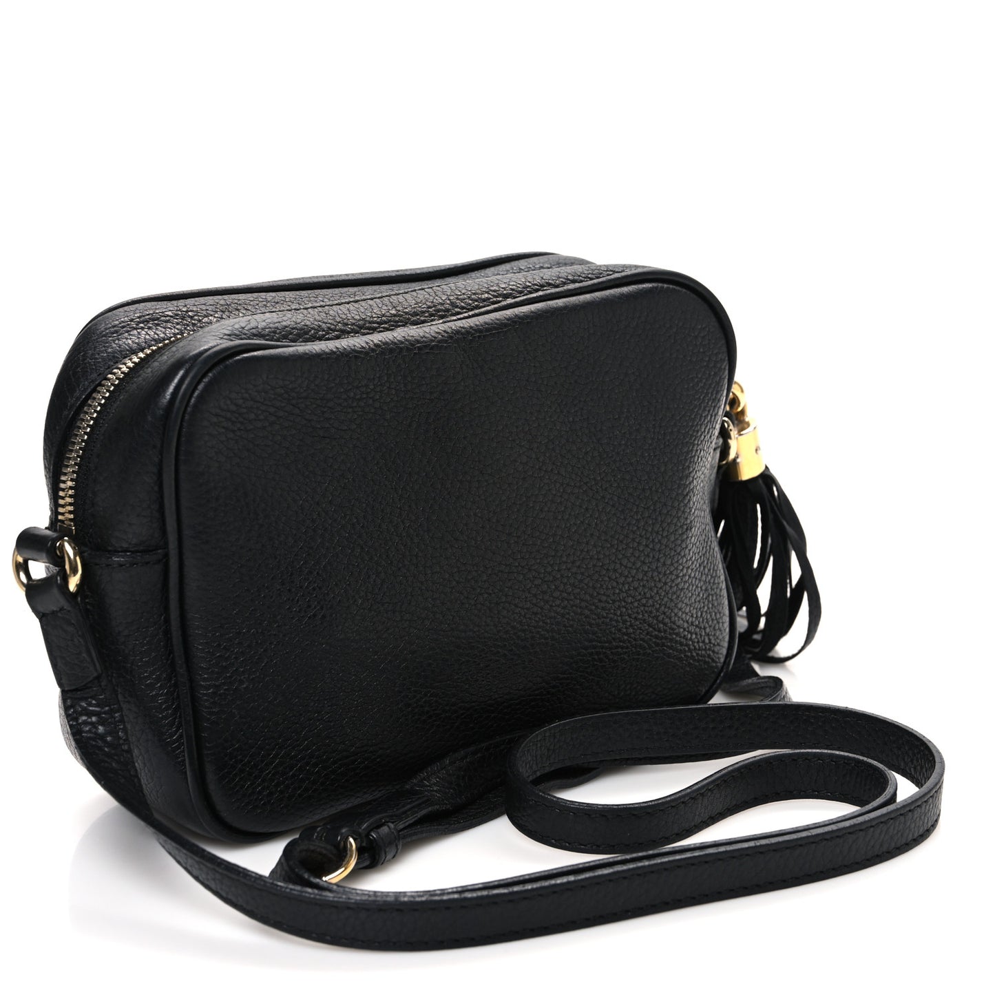 Pebbled Calfskin Small Soho Disco Bag Black