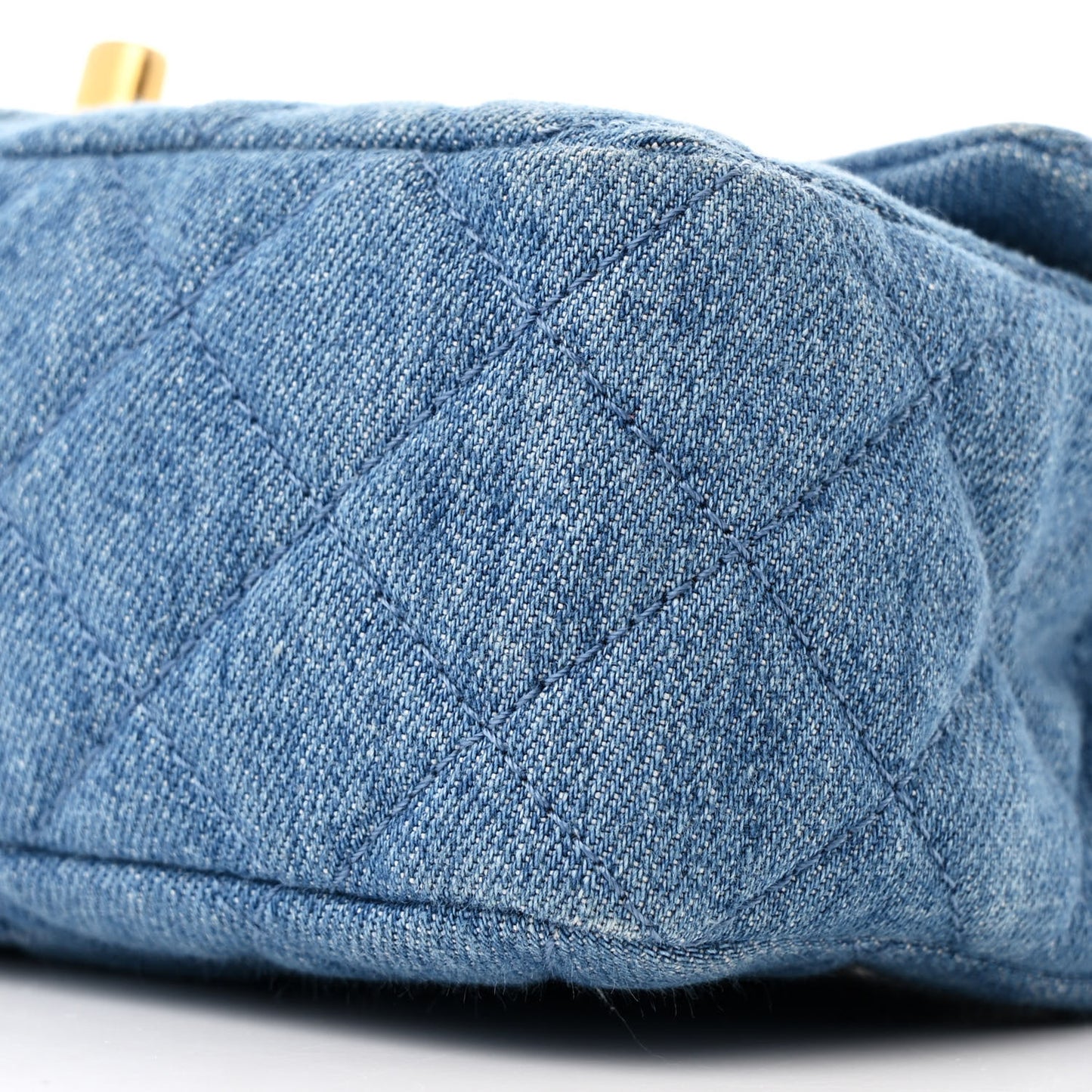 Denim Quilted Mini Pearl Crush Rectangular Flap Blue