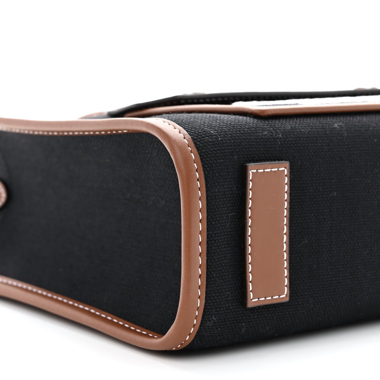 Canvas Smooth Calfskin Mini Two Tone Freya Tote Black Tan