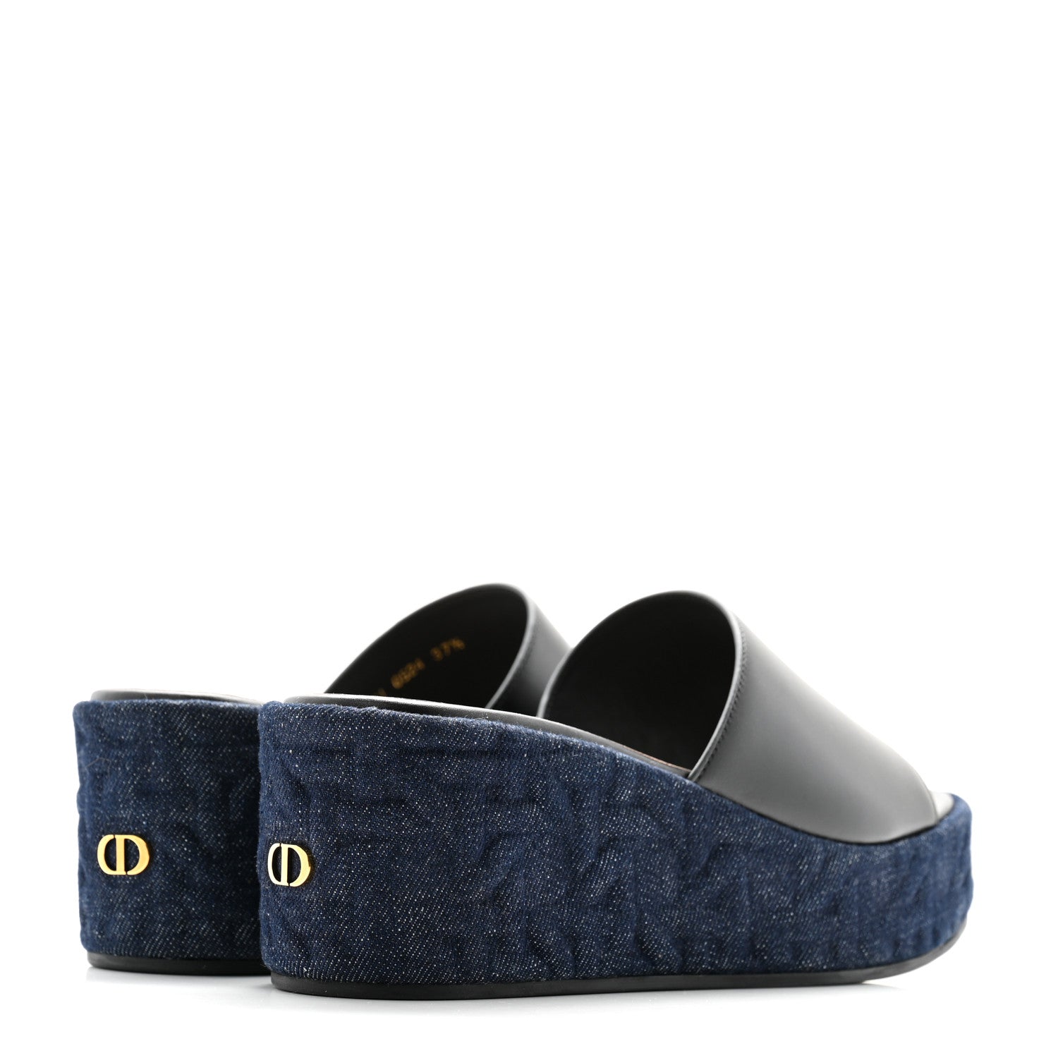 Christian Dior Denim Calfskin Graphic Cannage Attitude Dior Wedge Slide 37.5 Blue 4 of 8