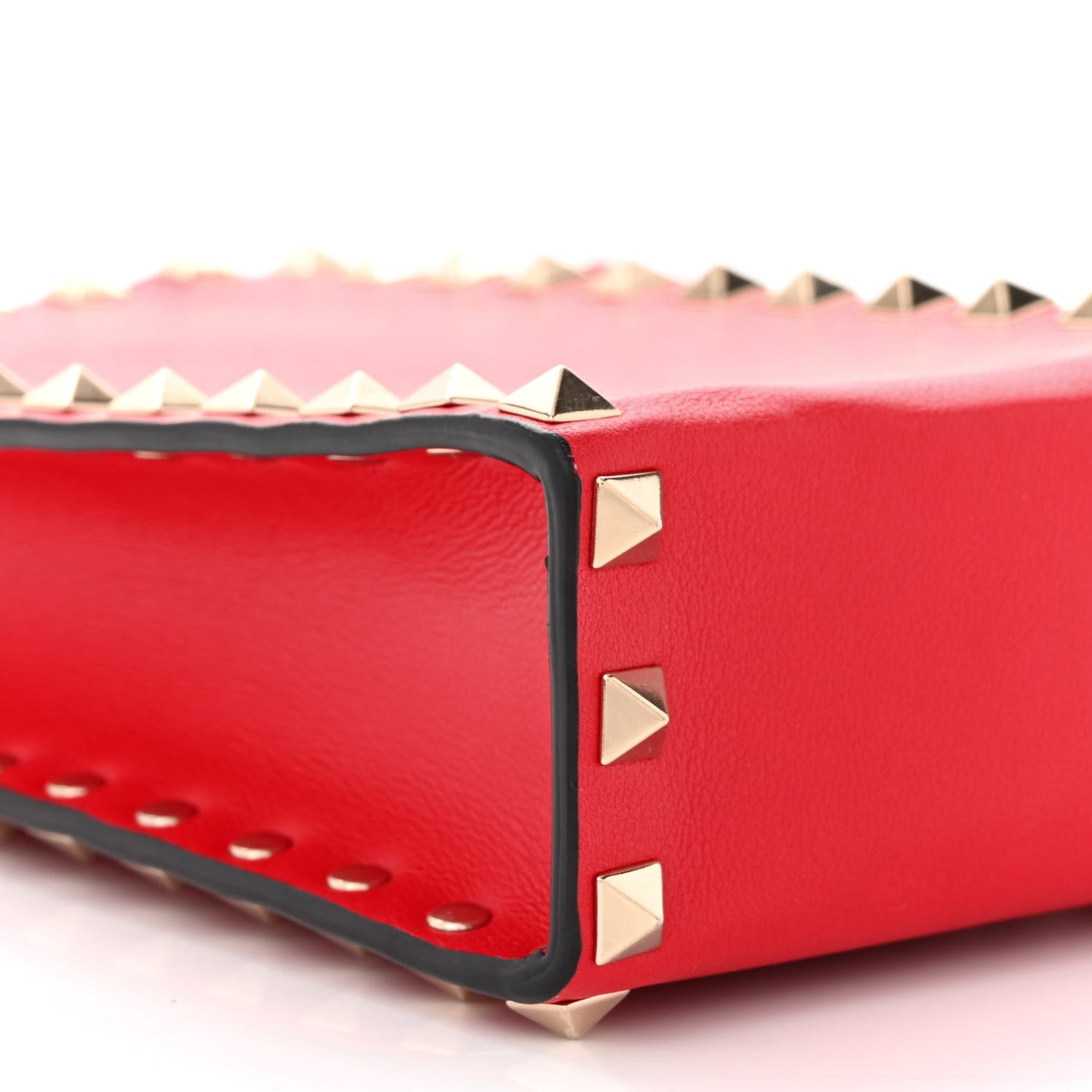 Calfskin Rockstud Phone Holder Red