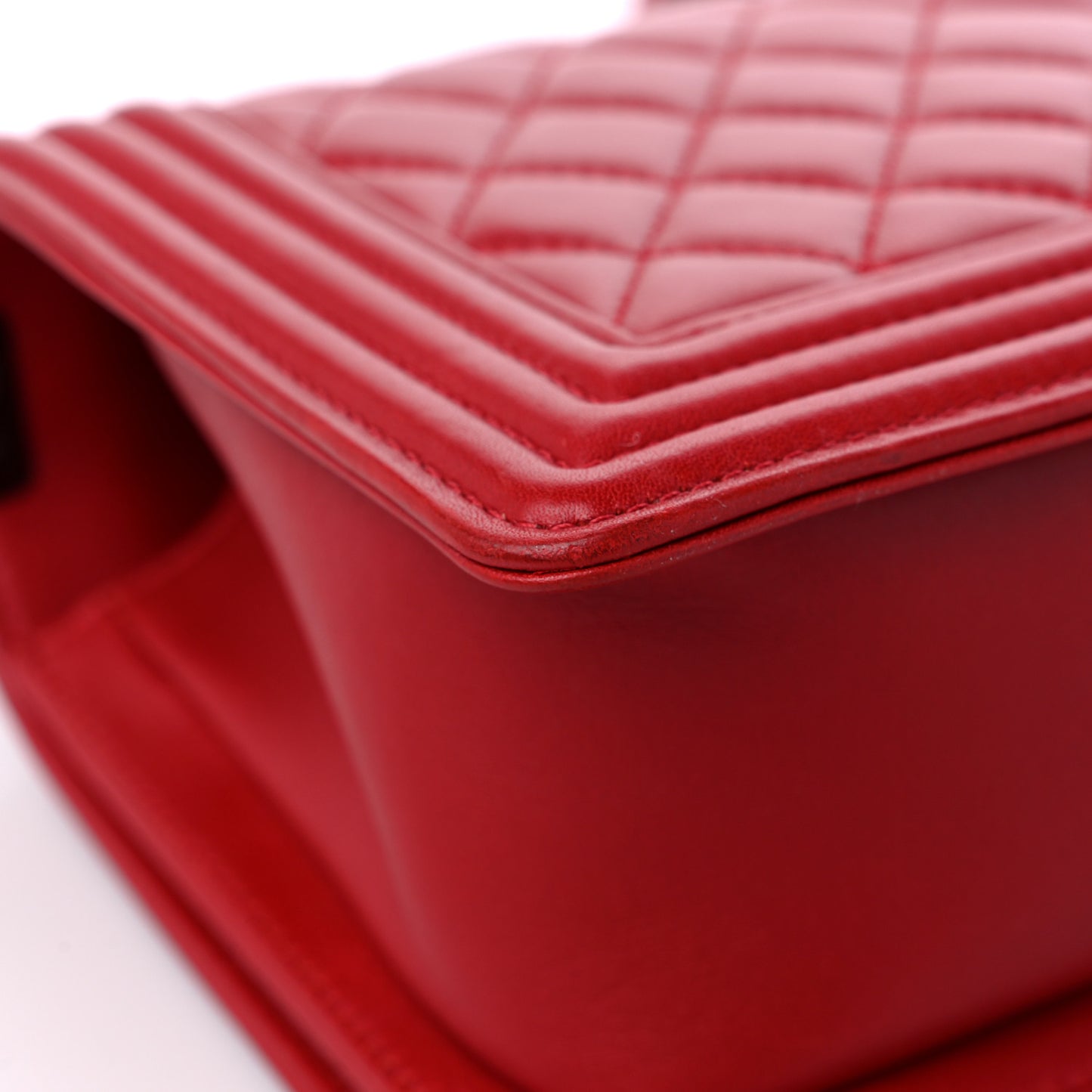 Calfskin Quilted Medium Boy Flap Red