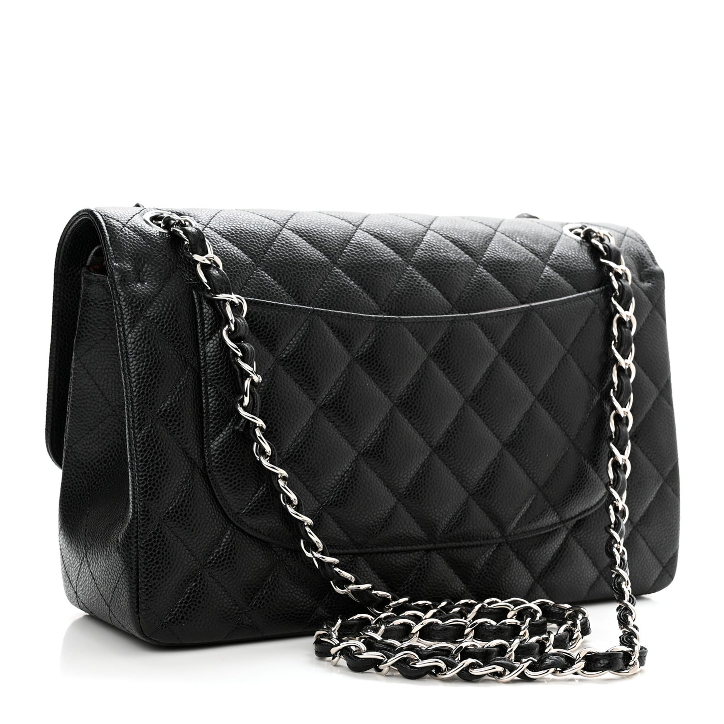 Caviar Quilted Jumbo Double Flap Black