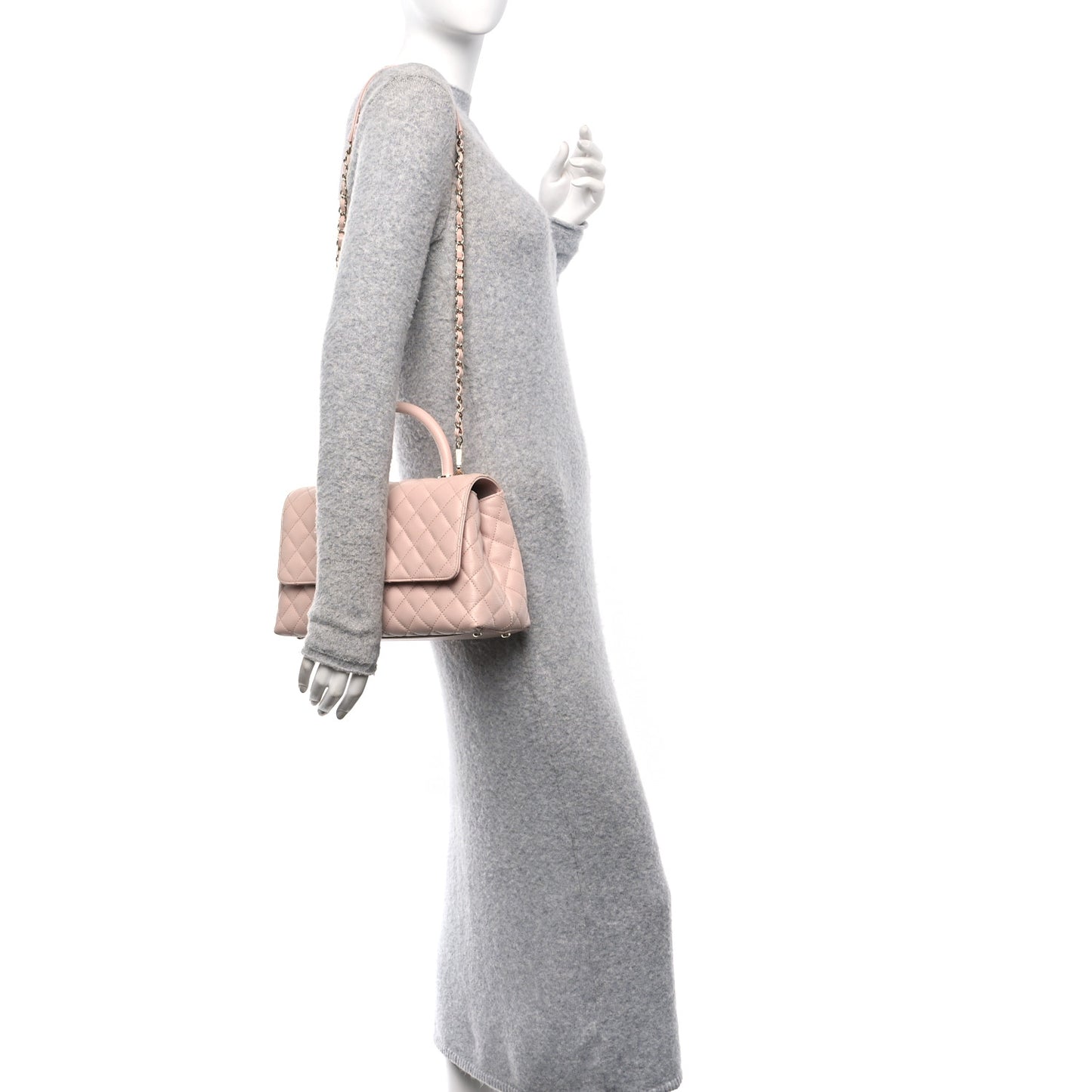 Caviar Quilted Small Coco Handle Flap Light Pink