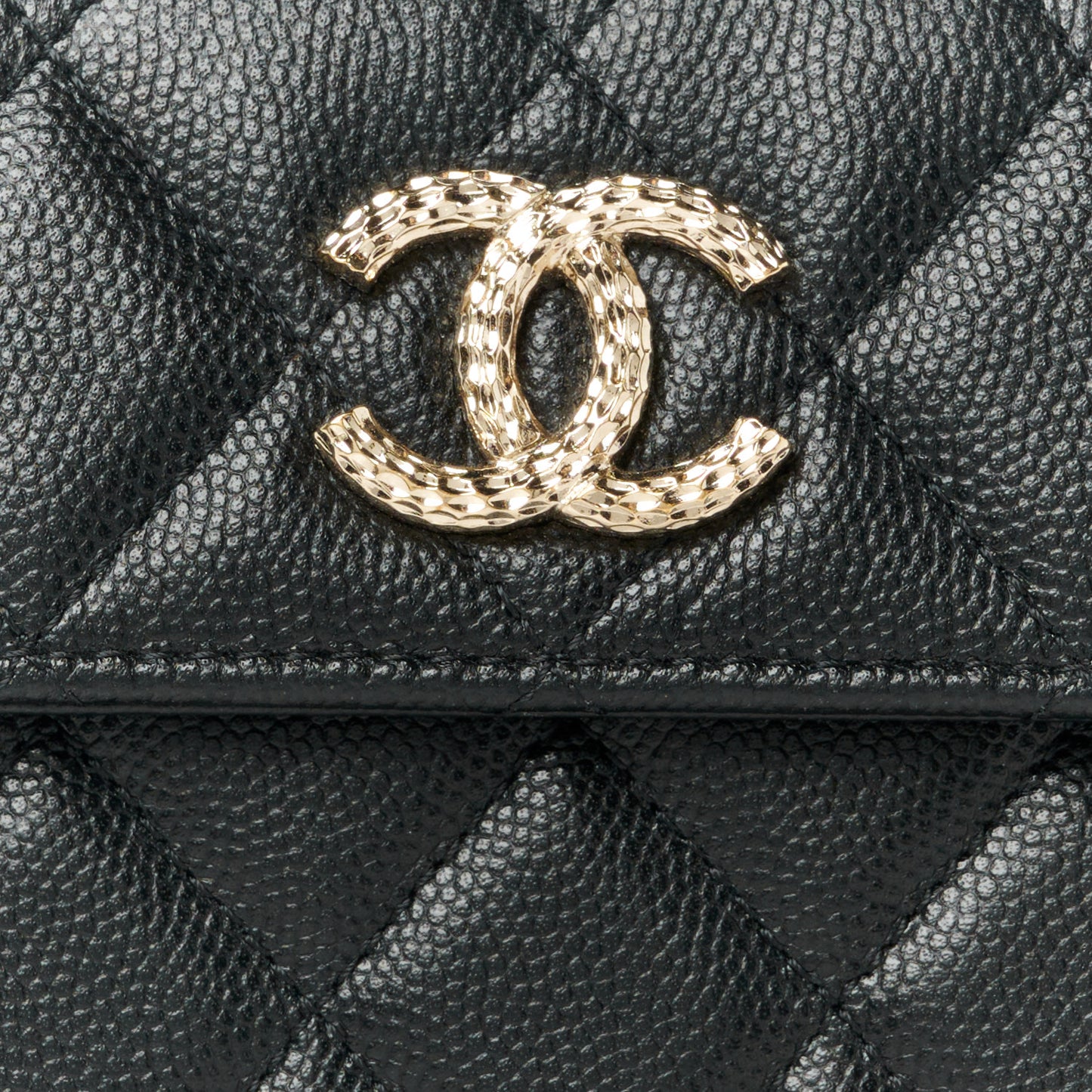Caviar Quilted Small Flap Wallet Black