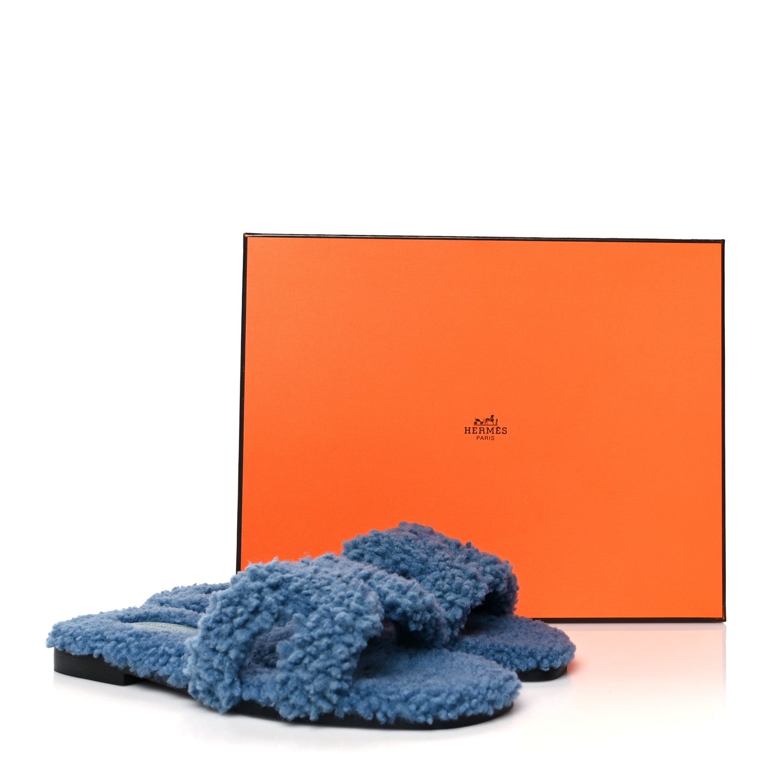 Hermes Woolskin Oran Sandals 36.5 Bleu 8 of 8