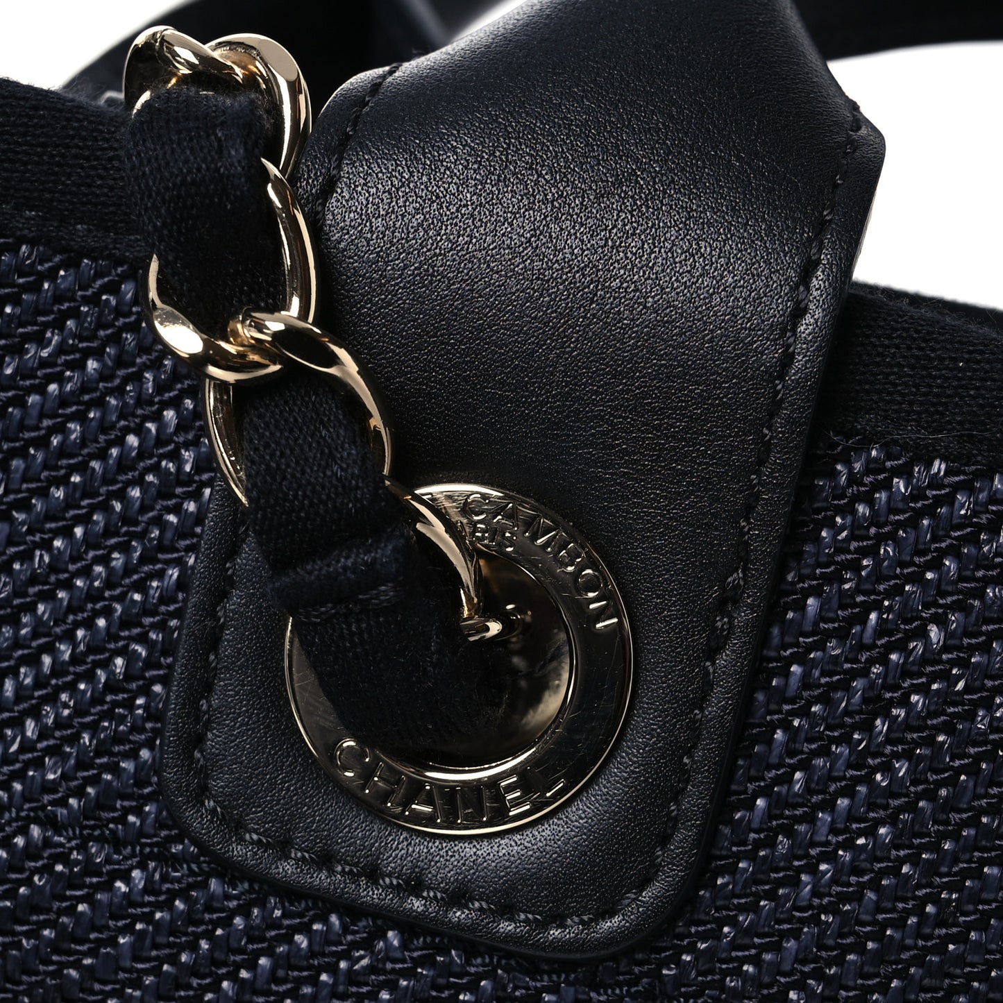Woven Straw Raffia Large Deauville Tote Black