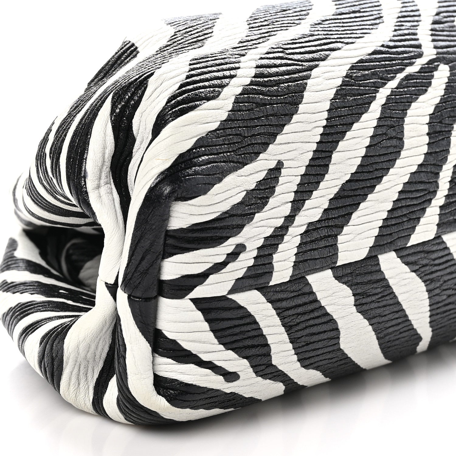Bottega Veneta Nappa Zebra Print The Pouch Oversized Clutch White Black 9 of 10