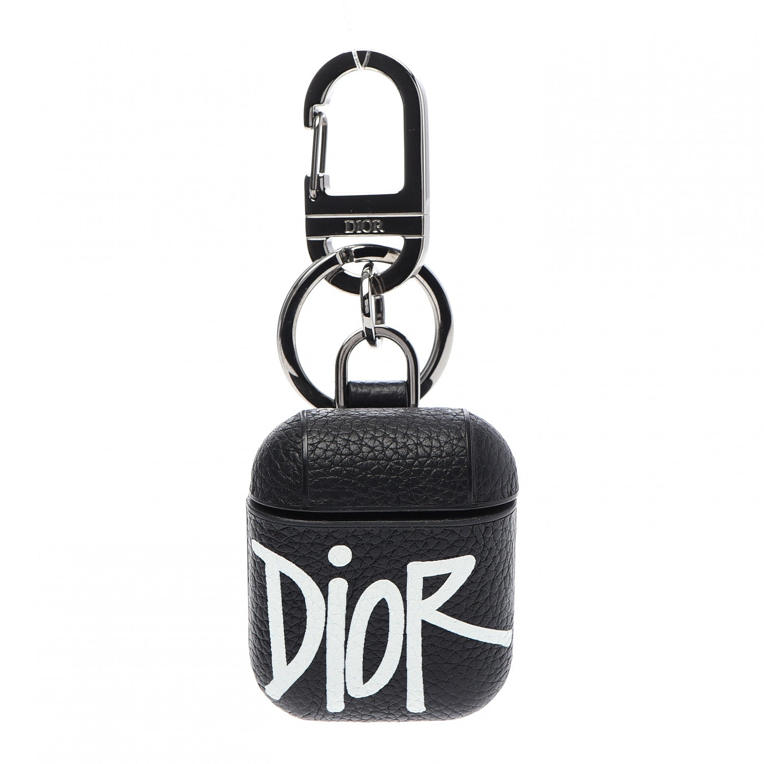 Christian Dior X SHAWN STUSSY Grained Calfskin Airpods Case Black 1 of 5