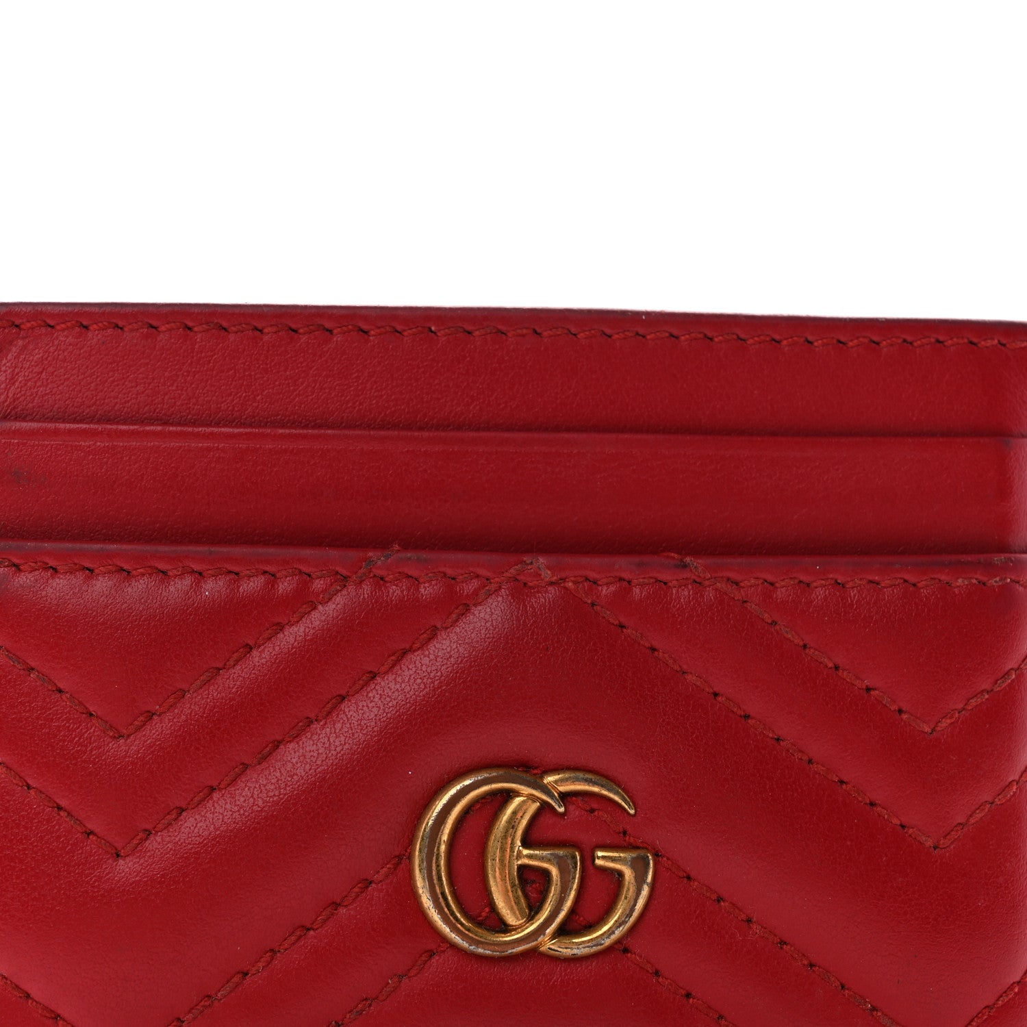 Gucci Calfskin Matelasse GG Marmont Card Holder Hibiscus Red 13 of 18