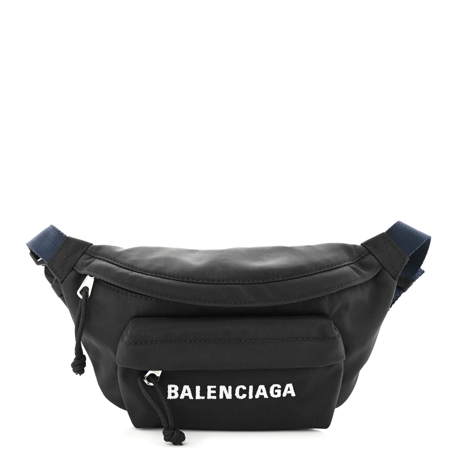 Balenciaga Sport Nylon Logo Embroidered Wheel Belt Bag Black White 1 of 10