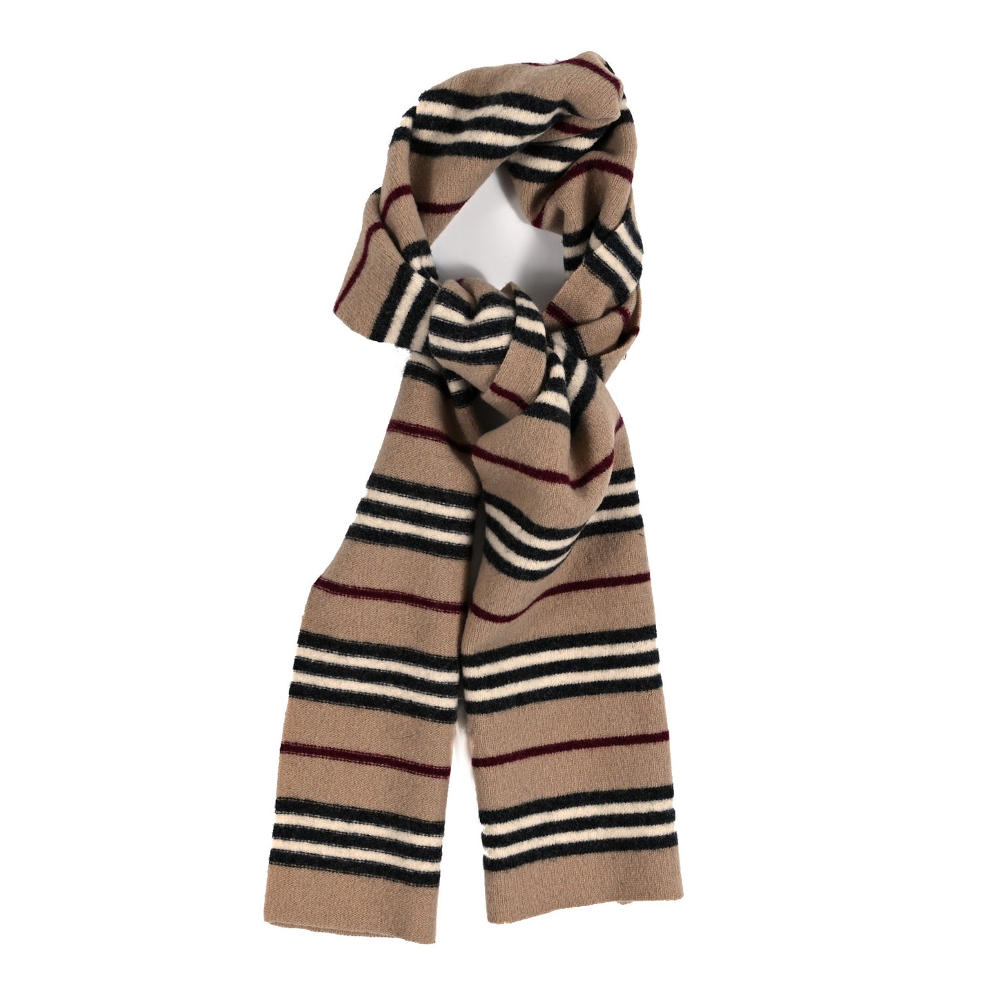 Lambswool Stripe Scarf Camel