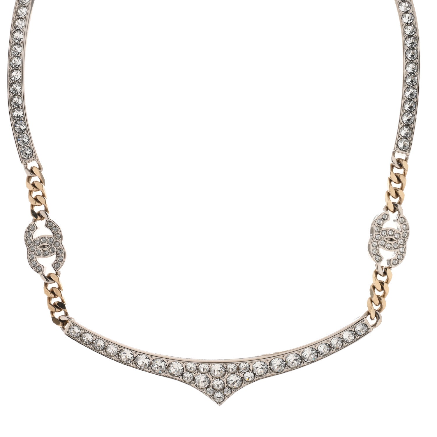Chanel Crystal CC Collar Necklace Gold 1 of 3