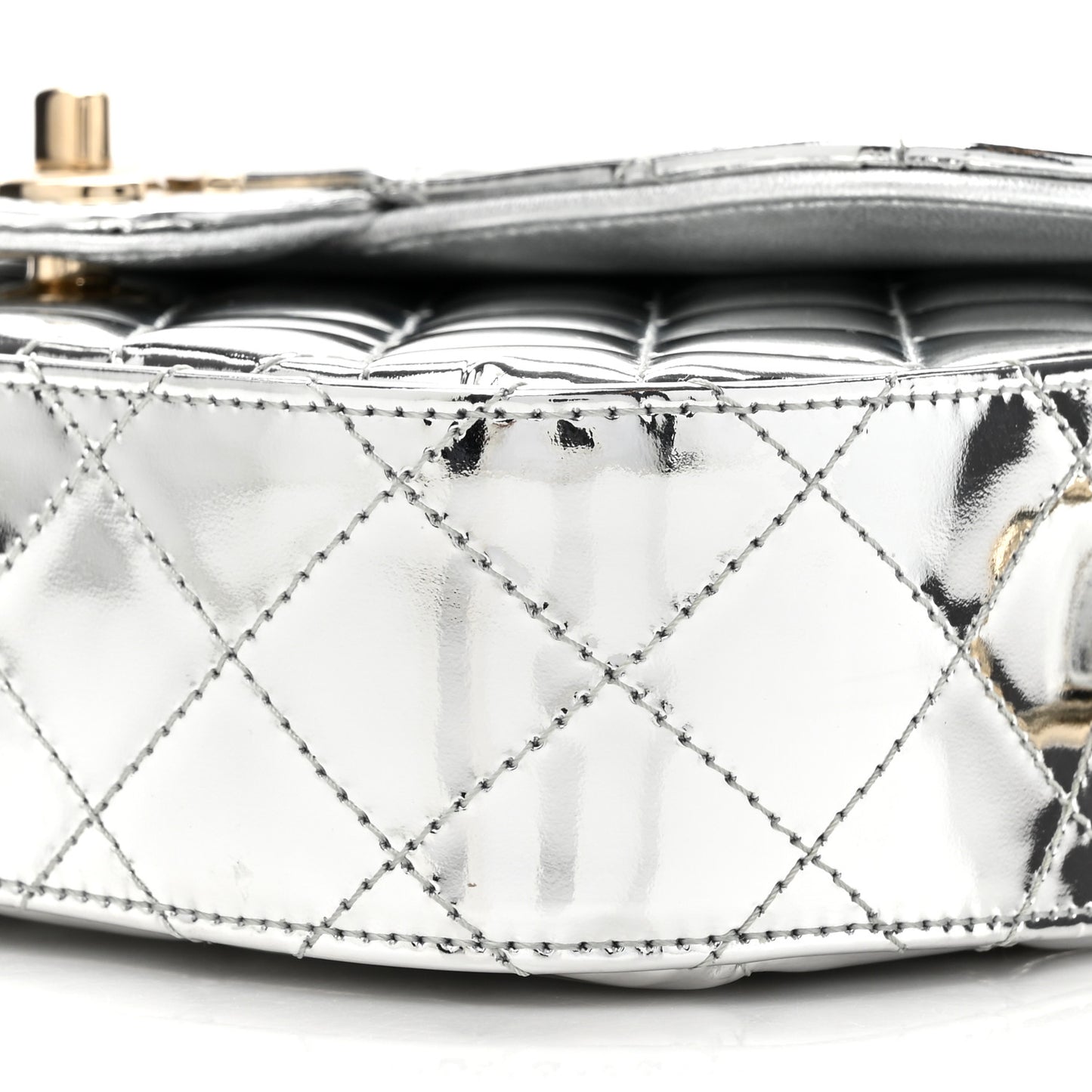 Mirror Calfskin Metallic Calfskin Medium Hollywood Boulevard Flap With Star Coin Purse Silvery