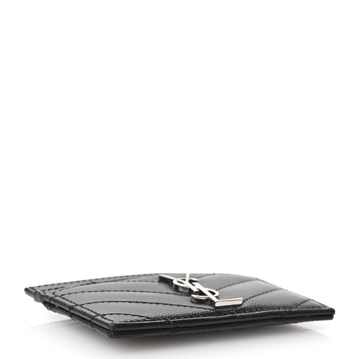 Grain De Poudre Matelasse Chevron Monogram Credit Card Case Black