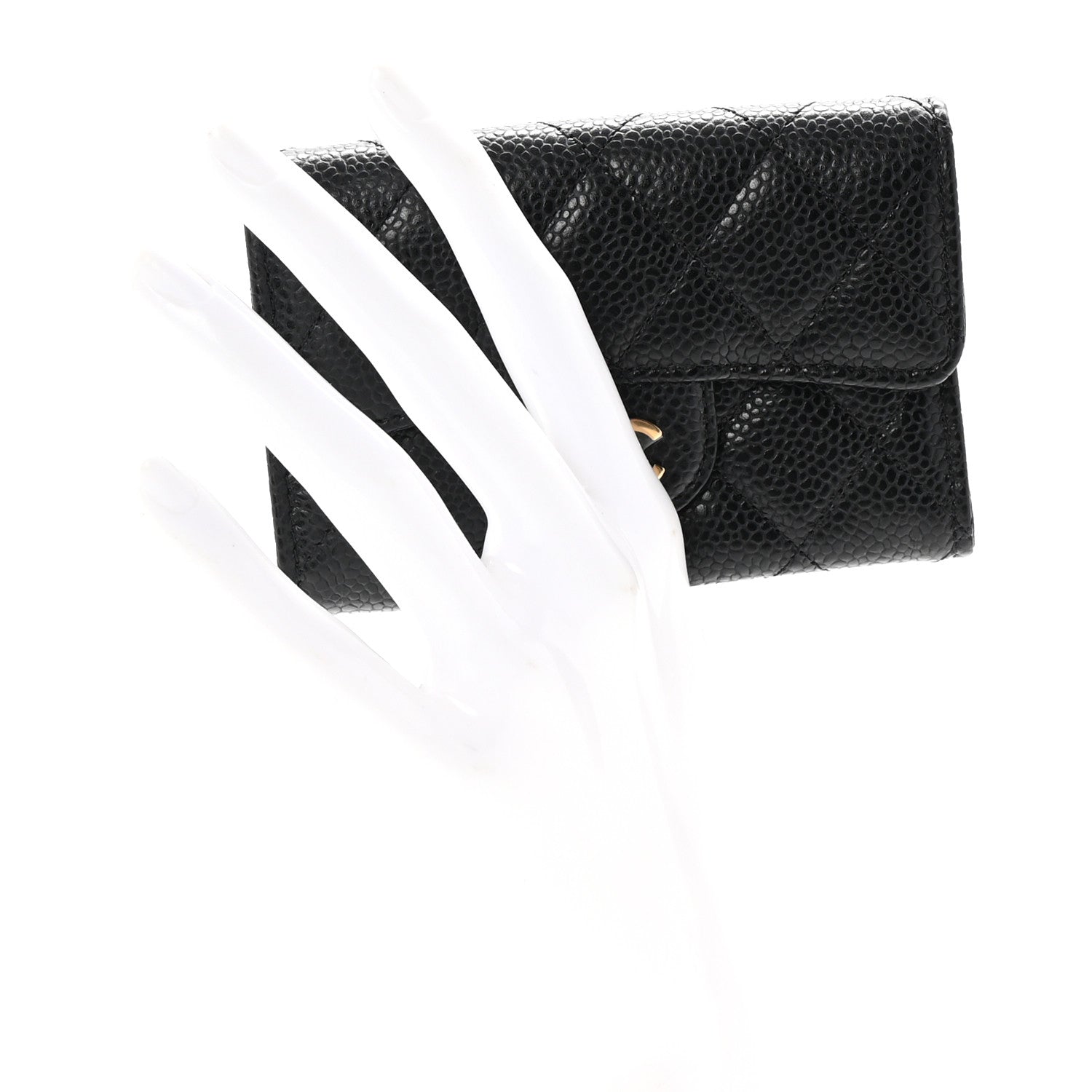 Chanel Caviar Quilted Flap Card Holder Wallet Black 2 of 9