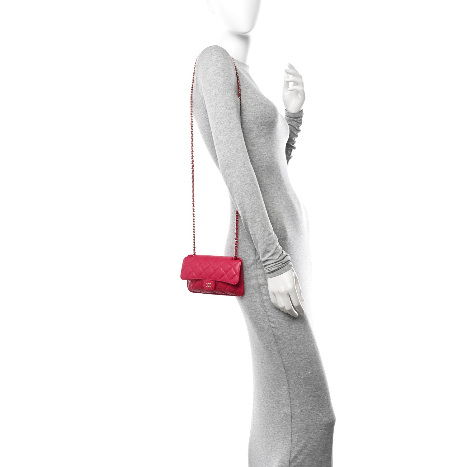 Chanel Caviar Fabric Quilted Foldable Tote With Chain Pink Multicolor 2 of 18