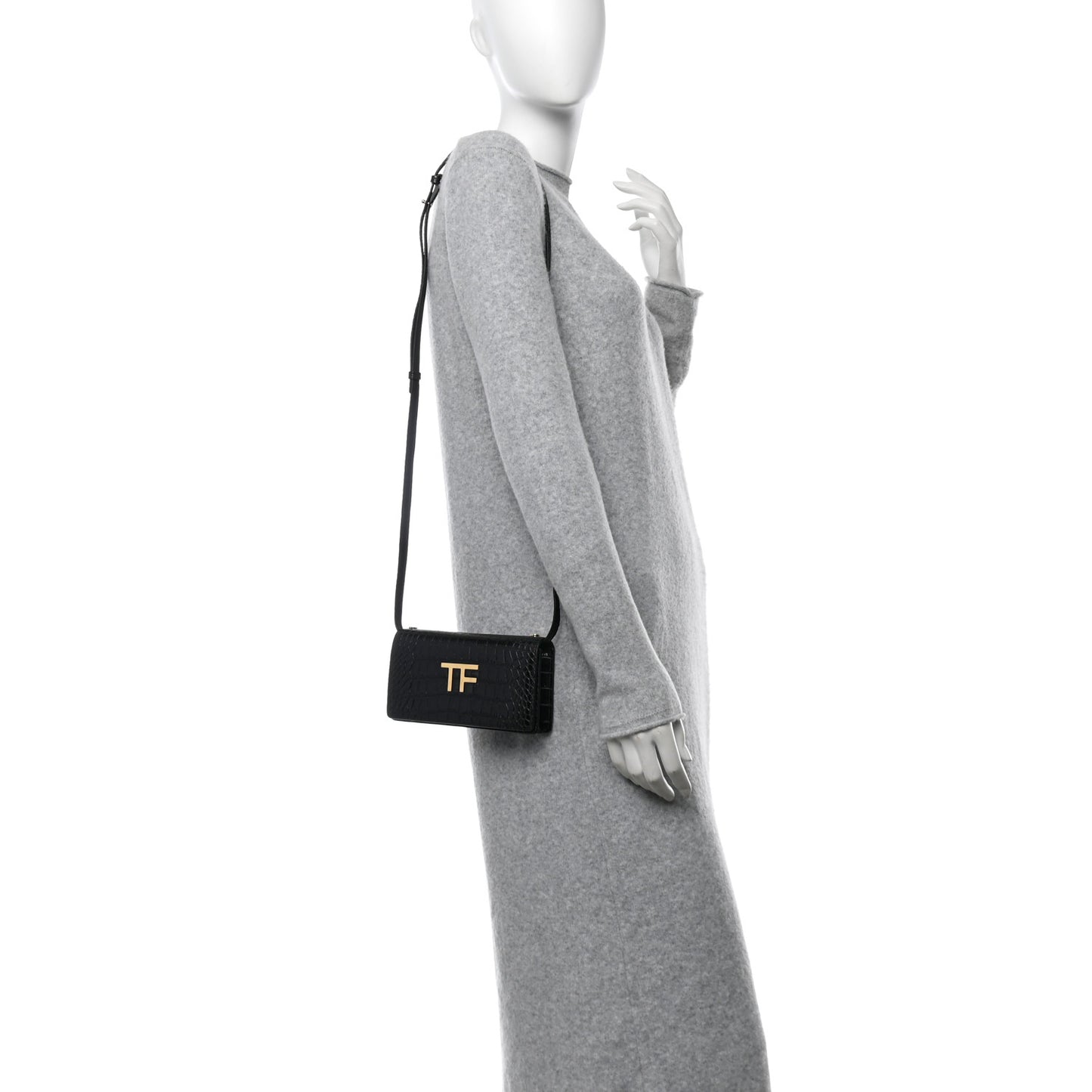 Crocodile Embossed Calfskin TF Mini Bag Black