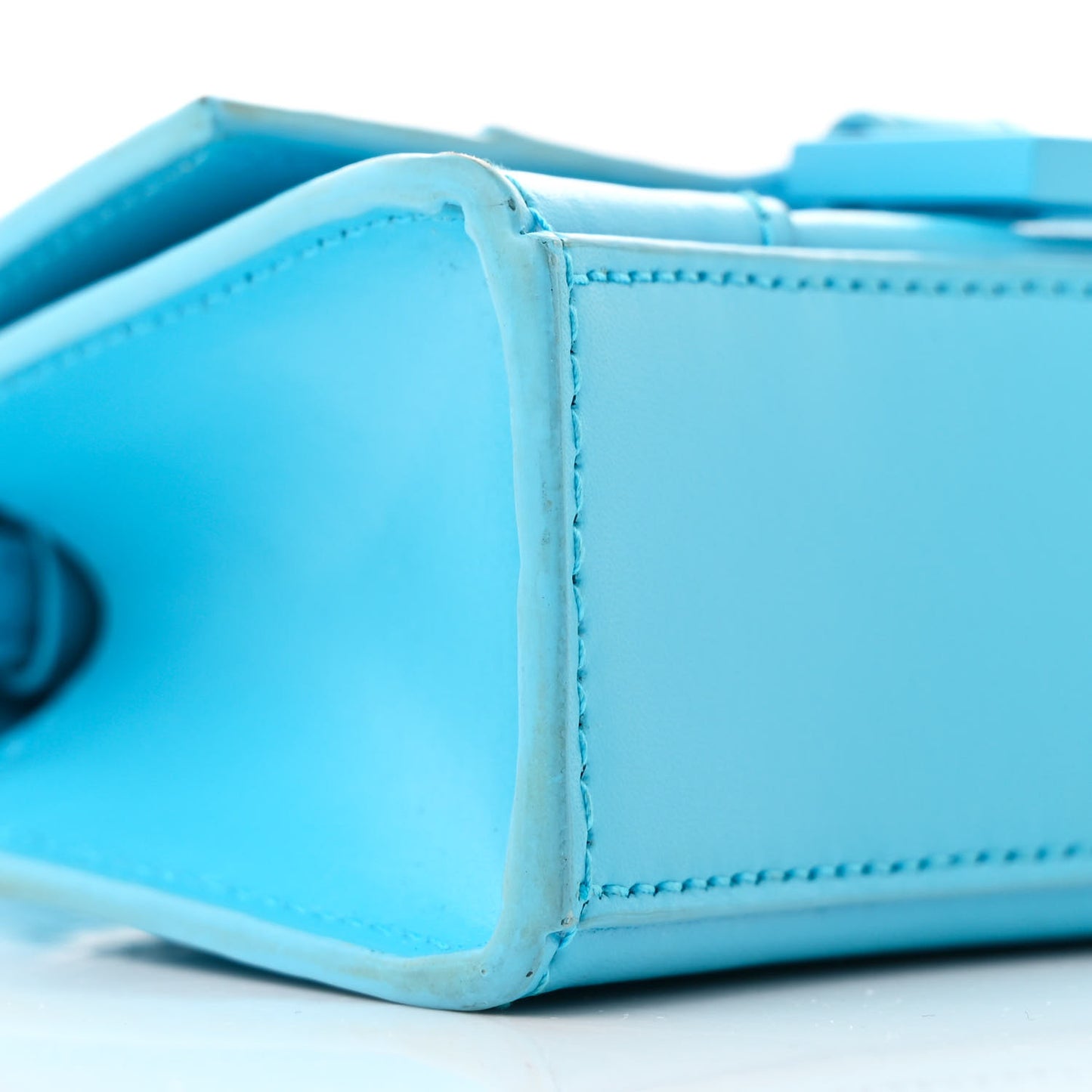 Shiny Box Calfskin Tonal B Hourglass Top Handle Bag Mini Azur