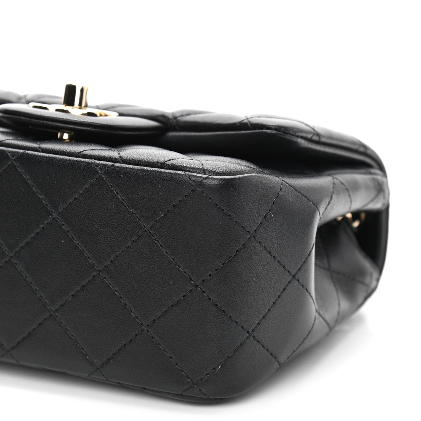 Lambskin Quilted Mini Square Flap Black