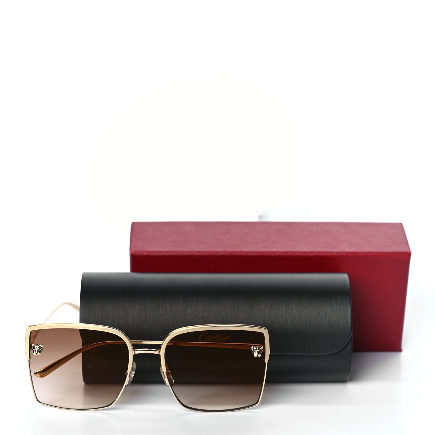 Panthere De Cartier Square Sunglasses Gold