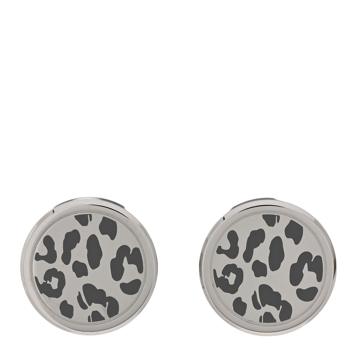 Sterling Silver Palladium Black Lacquer Panthere Cufflinks