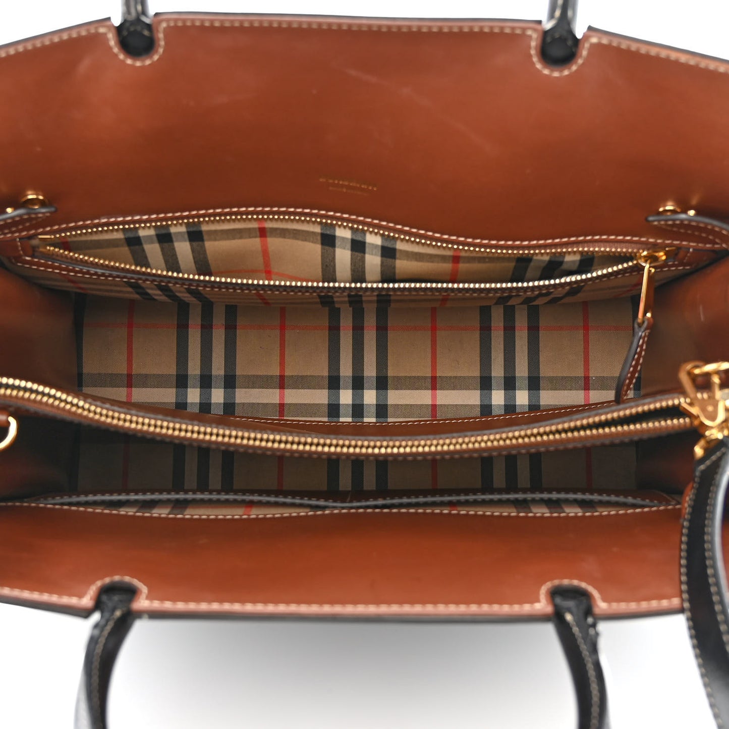 Calfskin Vintage Check Medium Two Handle Title Bag Black
