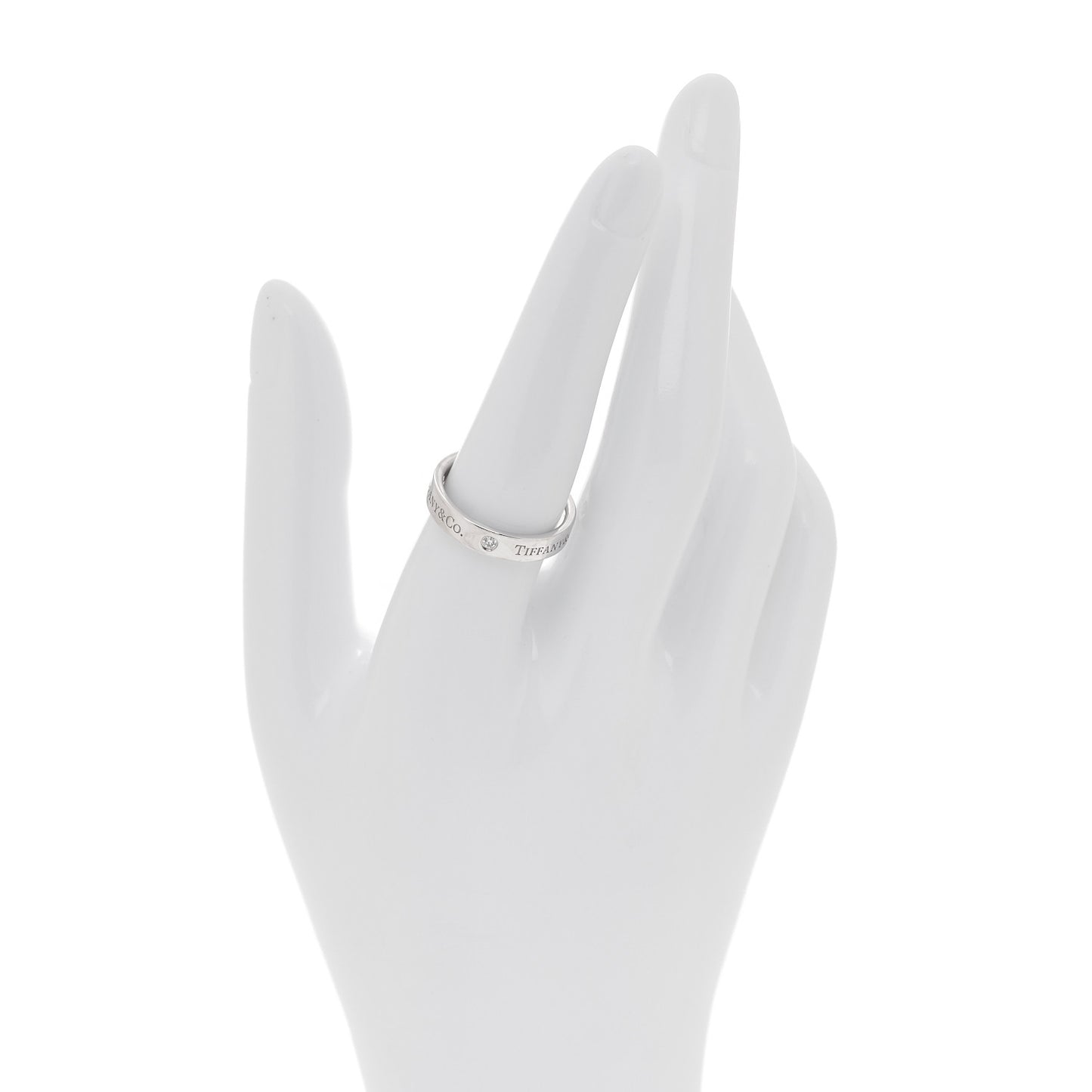 Platinum Diamond 4mm Logo Band Ring 55 7.25