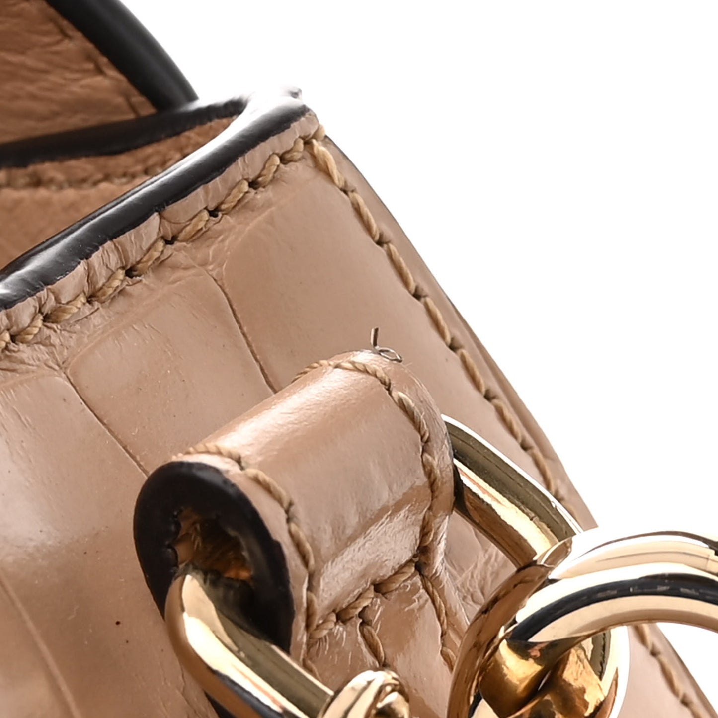 Calfskin Crocodile Embossed Small Faye Day Shoulder Bag Beige