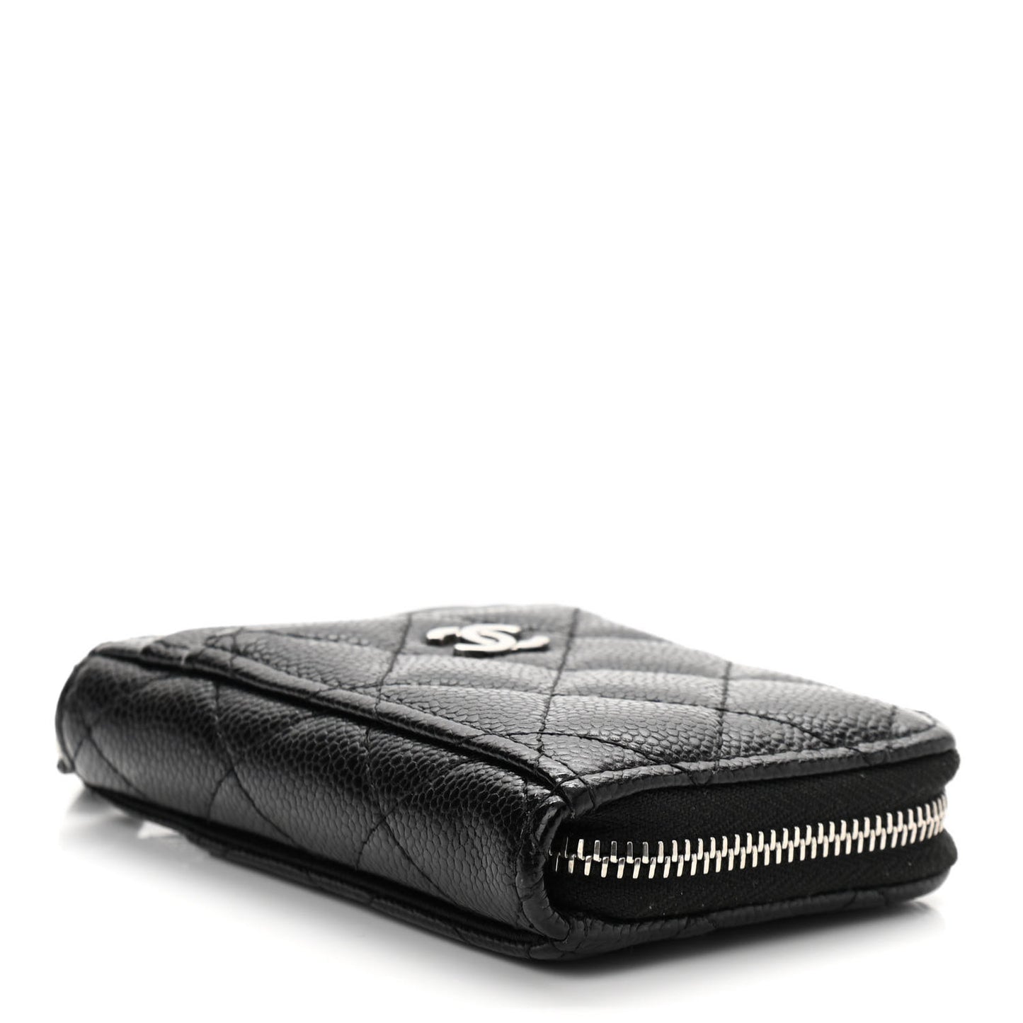 Caviar Quilted Zip Card Holder Black