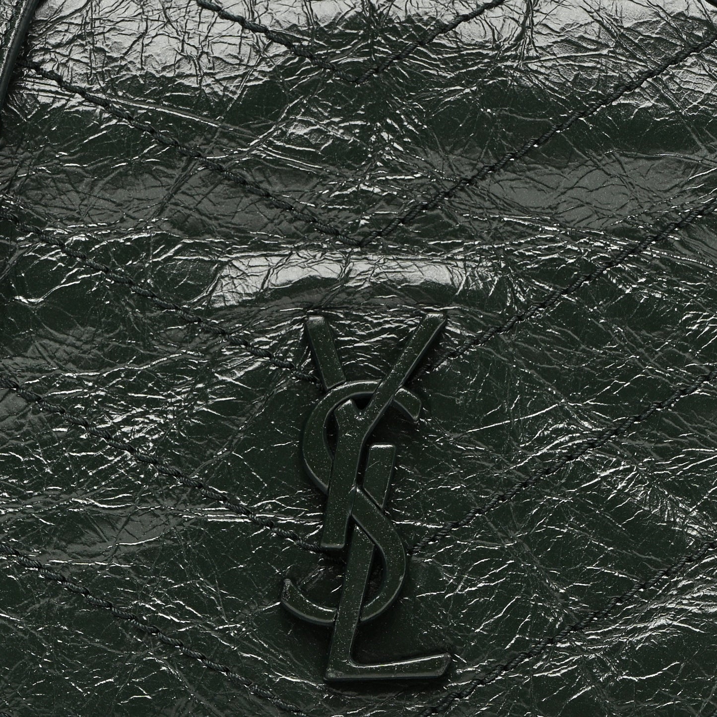 Crinkled Calfskin Matelasse Monogram Niki Chain Wallet Khaki Militaire