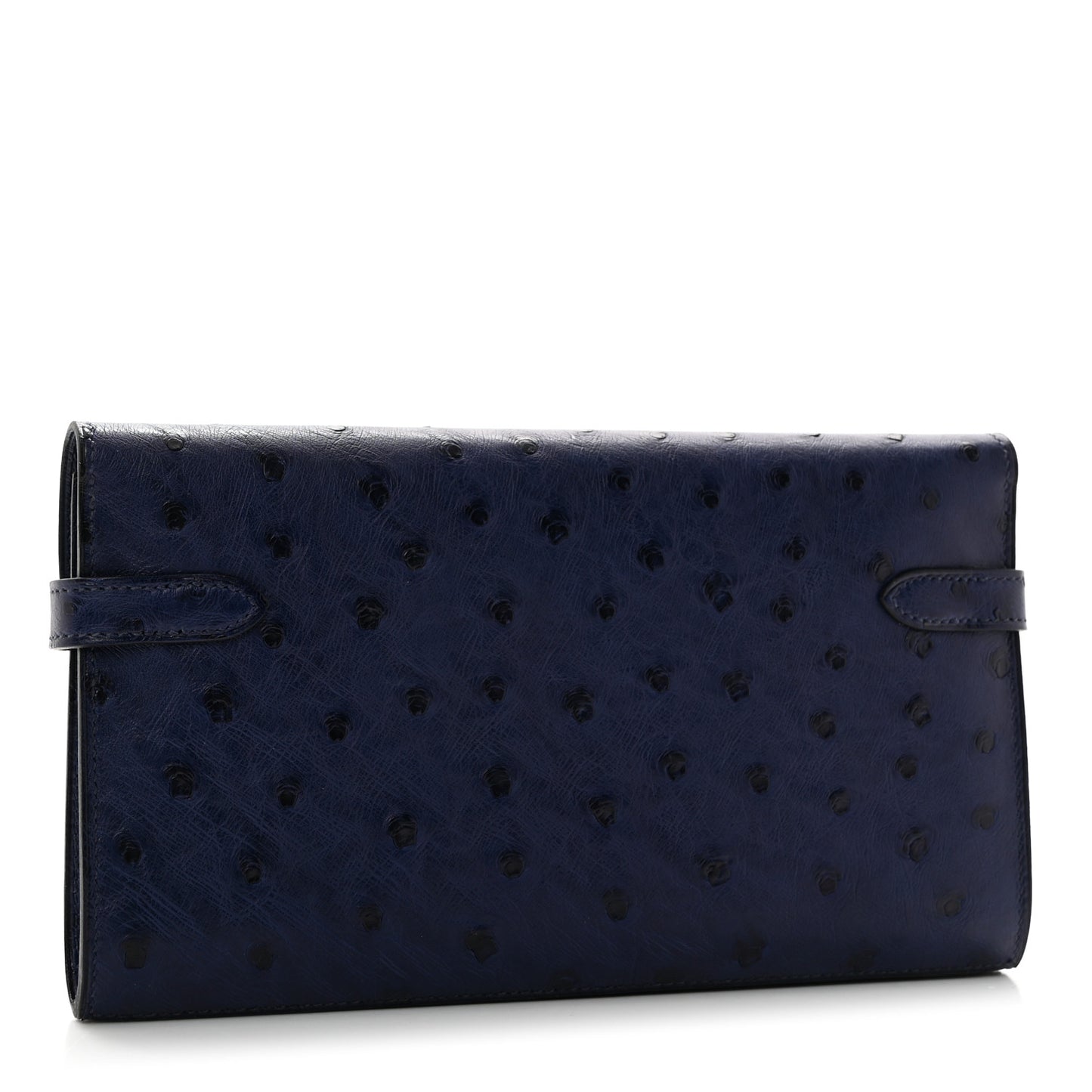 Ostrich Kelly Longue Wallet Bleu Iris