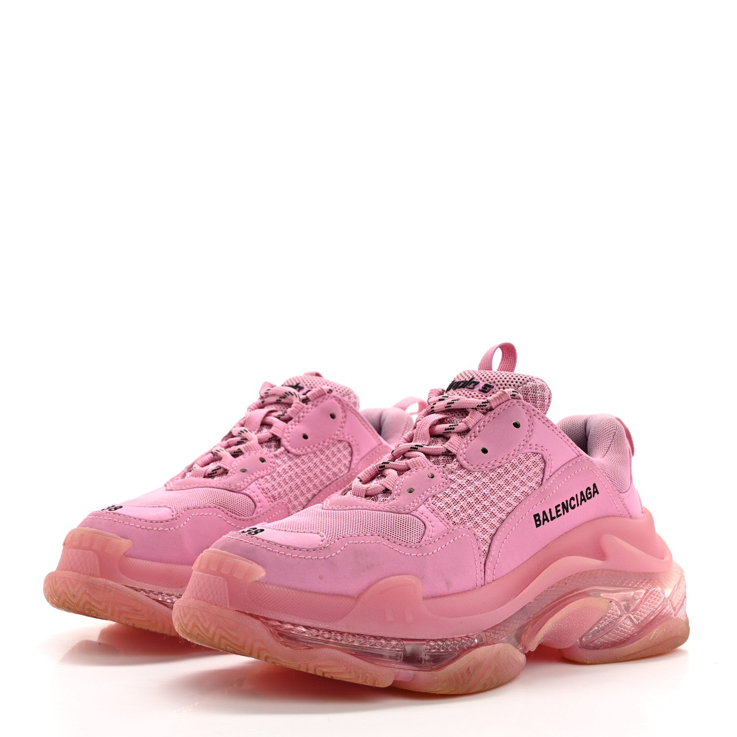 Balenciaga Fabric Mesh Clear Sole Womens Triple S Sneakers 38 Pink 3 of 10