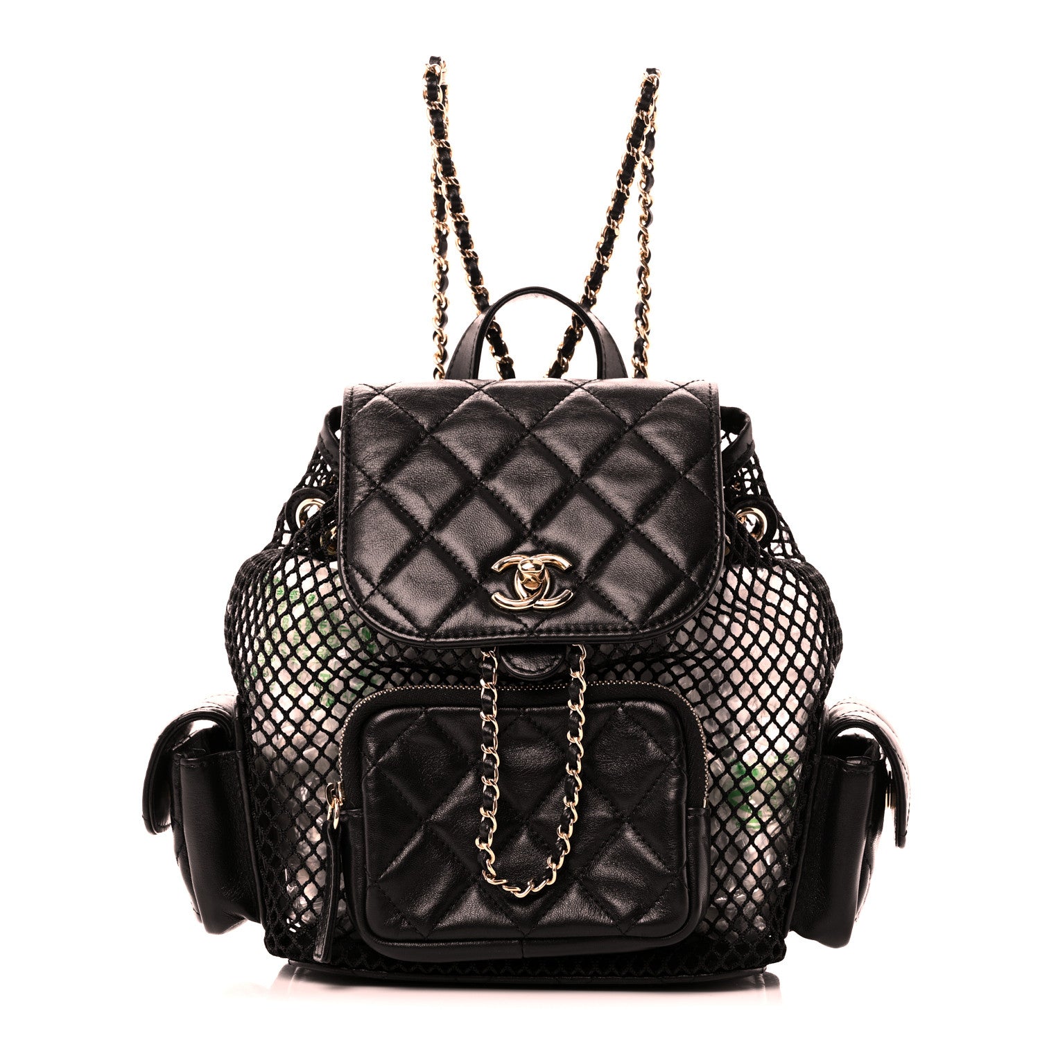 Chanel Shiny Lambskin Mesh Quilted Small Cargo Duma Drawstring Backpack Black 1795929 – FASHIONPHILE