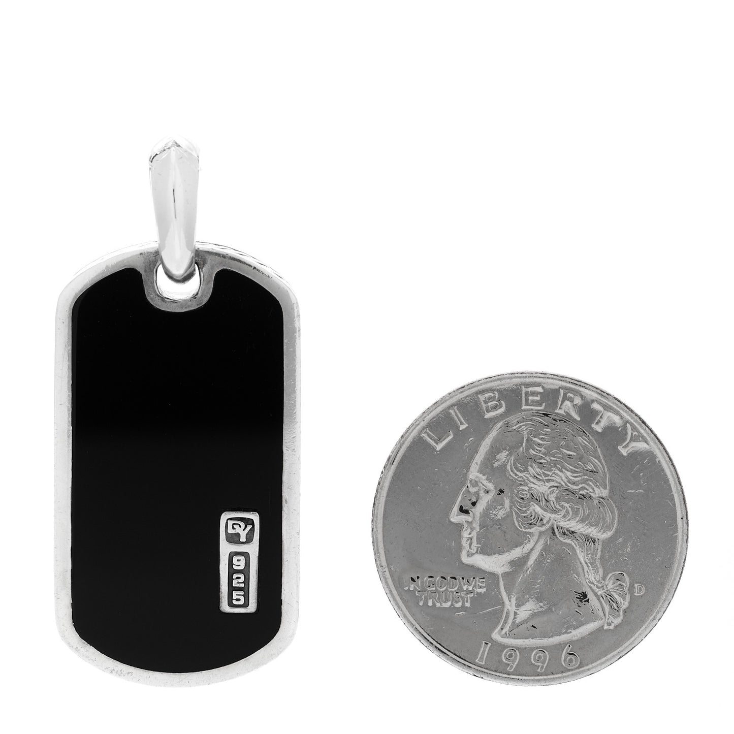 Sterling Silver Black Onyx Dog Tag Pendant