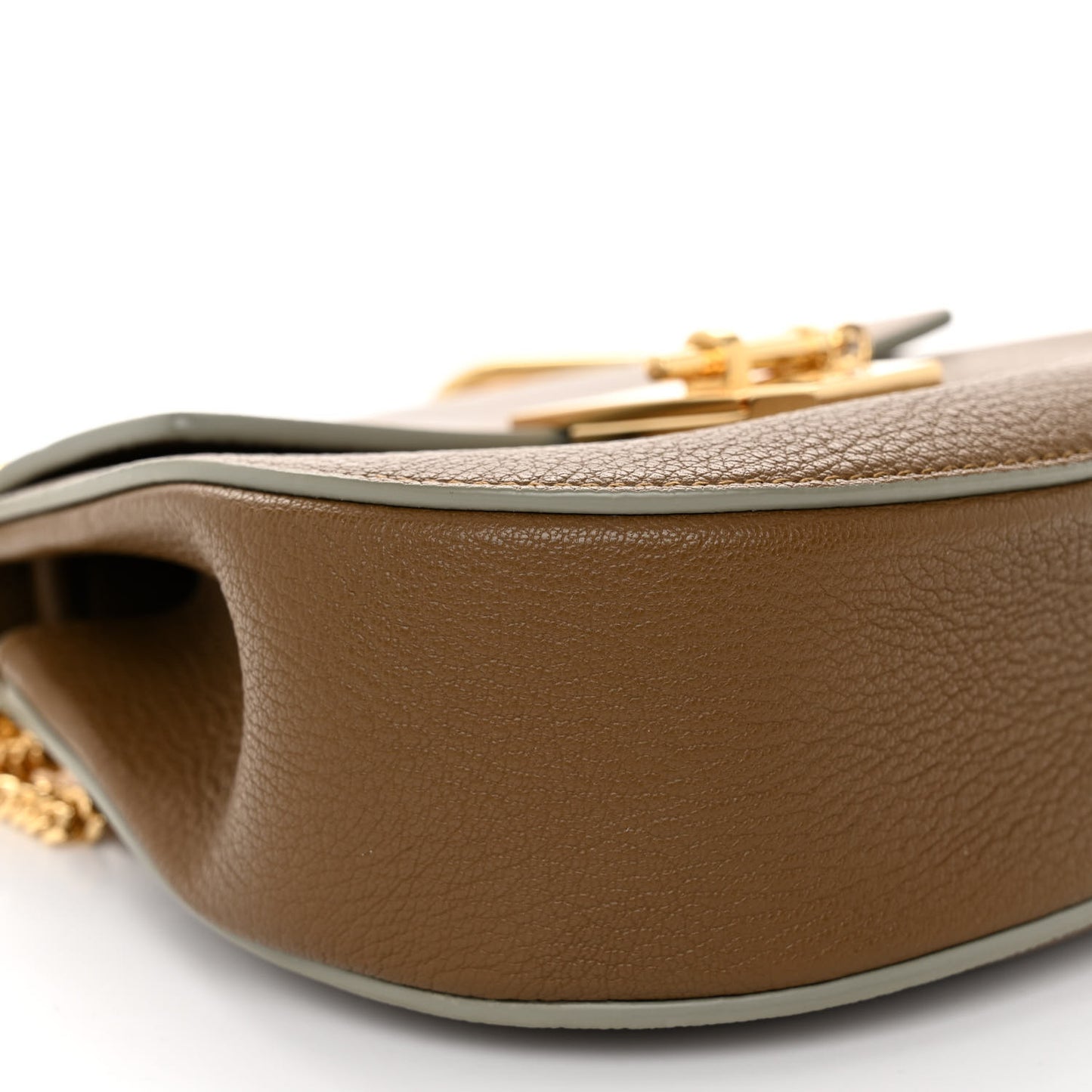 Grained Calfskin Lambskin Mini Bi-Color Drew Shoulder Bag Brown