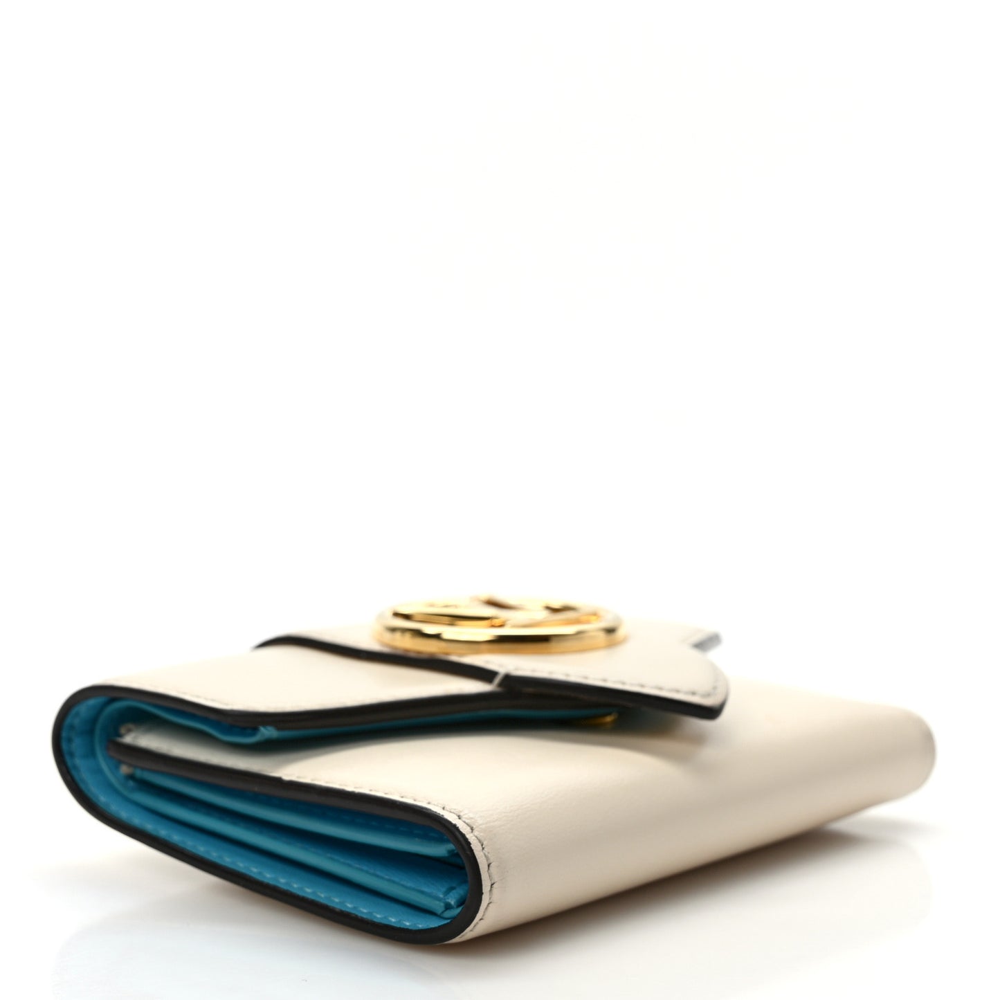 Smooth Calfskin LV Pont 9 Compact Wallet Creme