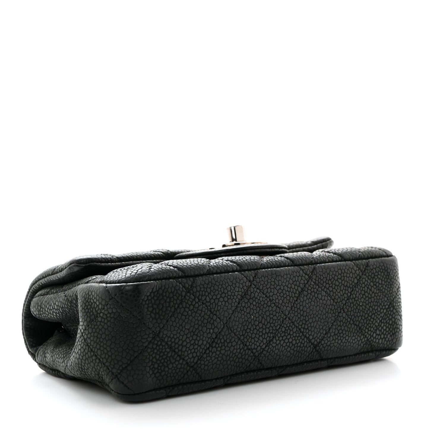 Iridescent Caviar Quilted Extra Mini Flap Black